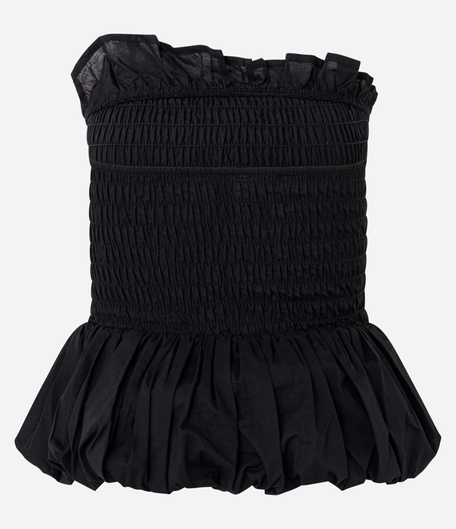 Blusa Tomara que Caia com Franzidos no Busto e Modelagem Peplum Preto 7