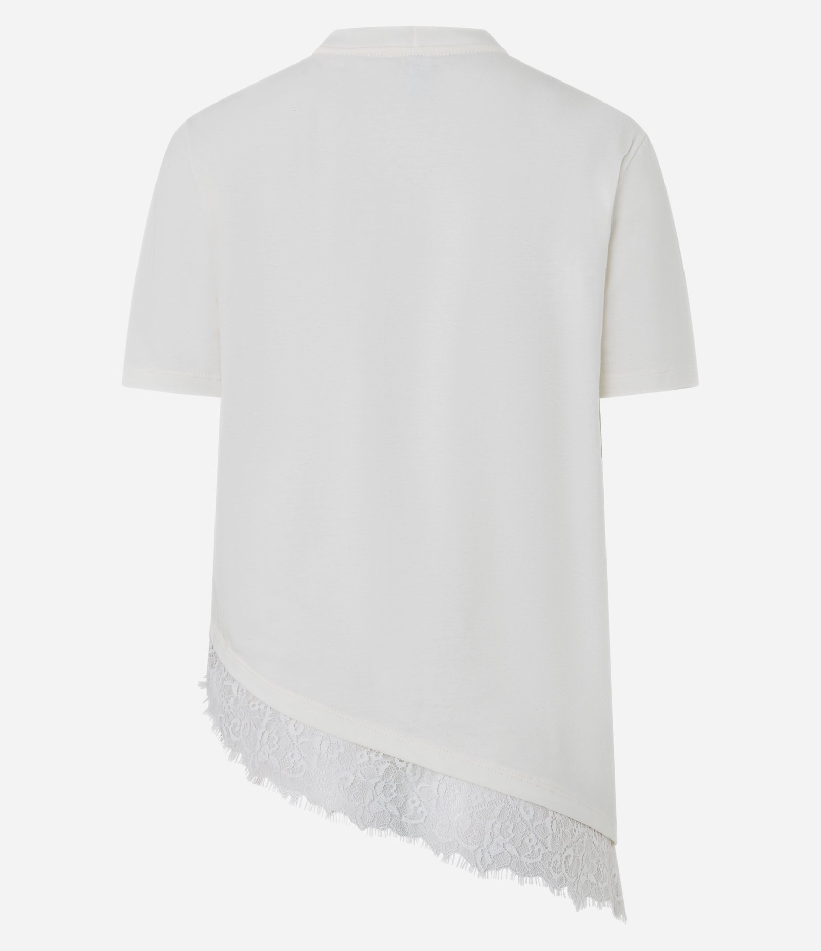 Camiseta em Algodão com Lettering Brasil e Barra Assimétrica com Renda Branco 9
