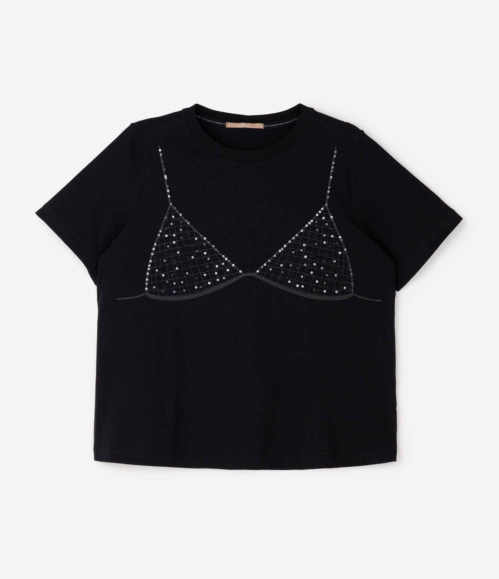 Blusa em Algodão com Paetê e Estampa Biquíni Curve & Plus Size Preto 1