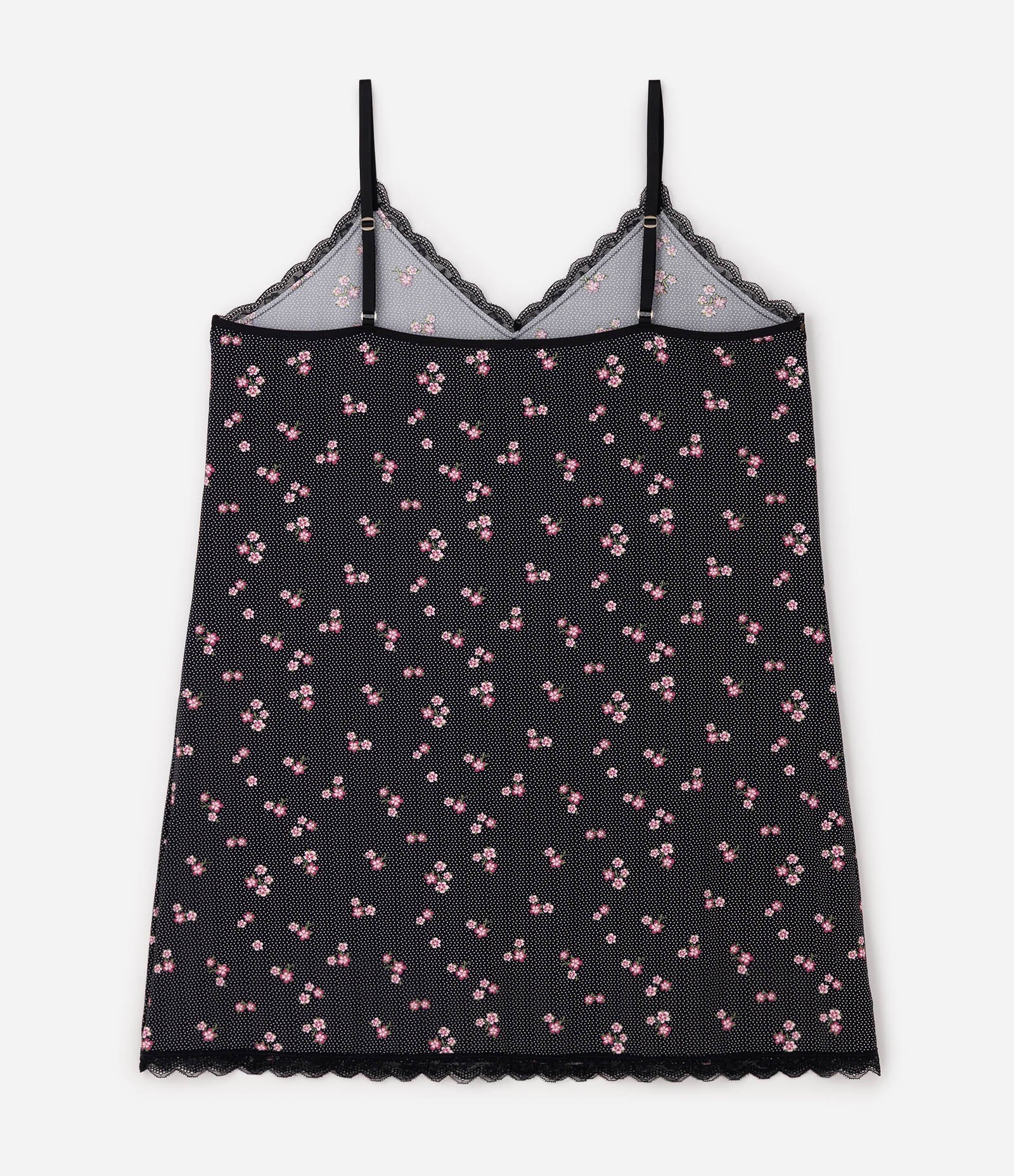 Camisola Poá e Floral Curve & Plus Size Preto 2