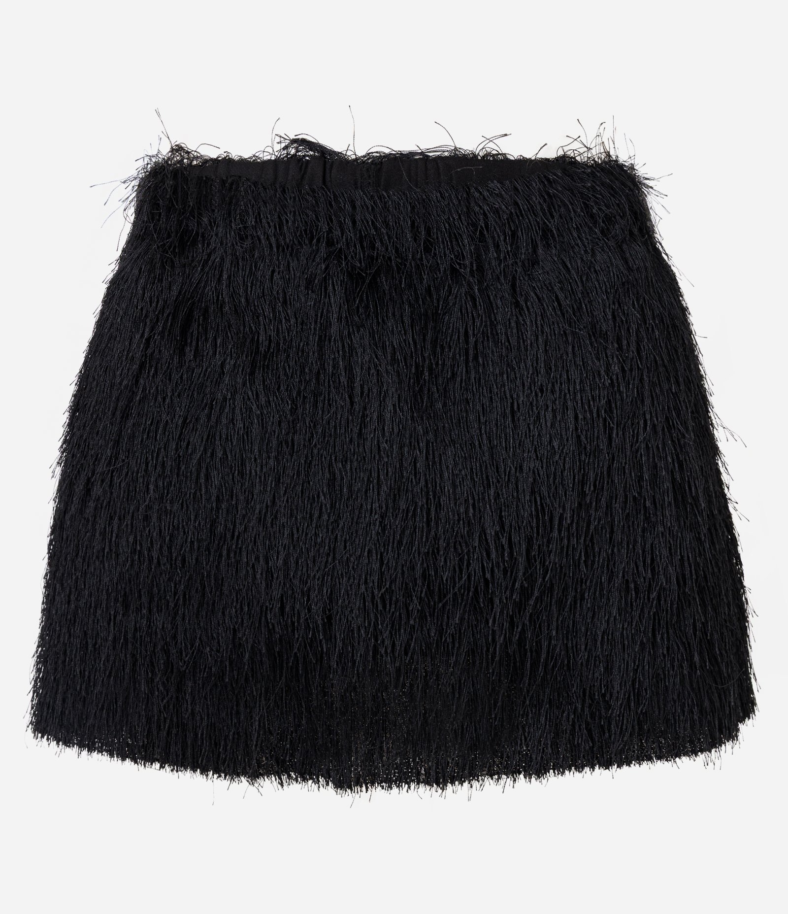 Saia Curta Texturizada com Franjas Preto 5