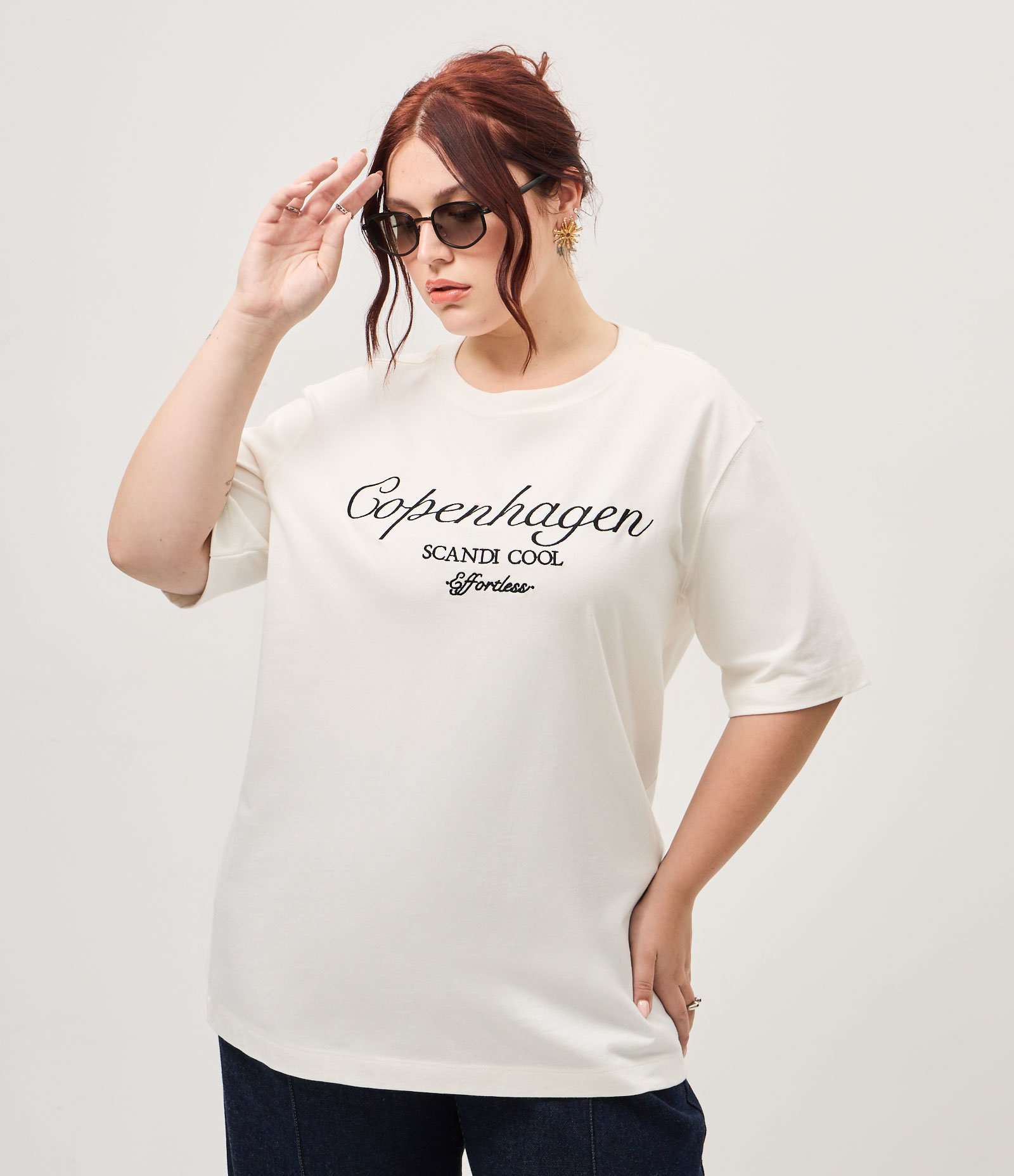 Blusa Alongada em Algodão com Bordado Copenhagen Curve & Plus Size Off White 1