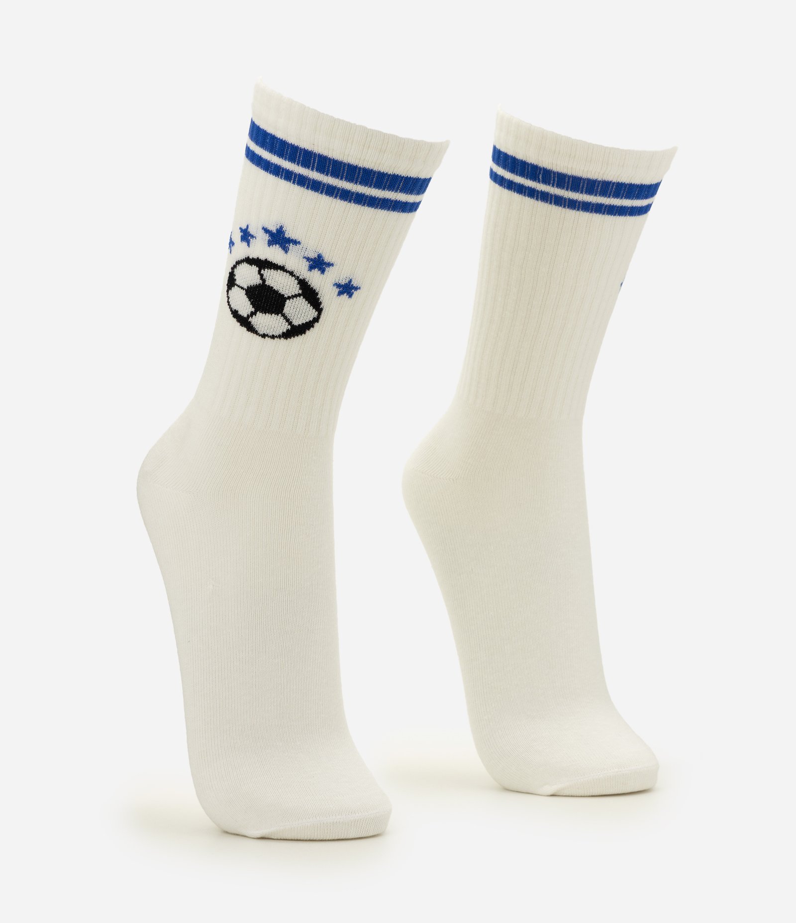 Meia Cano Longo Futebol Divertida Off White 3
