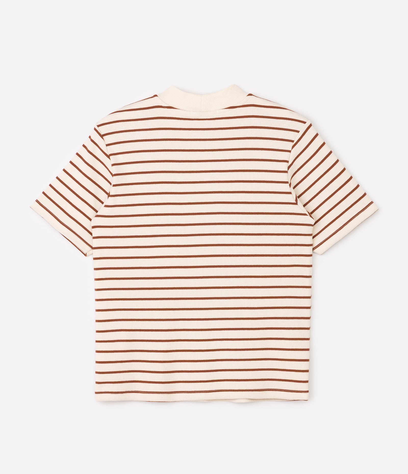 Blusa em Ribana Listrada com Fio Tinto e Gola Alta Curve & Plus Size Bege 6