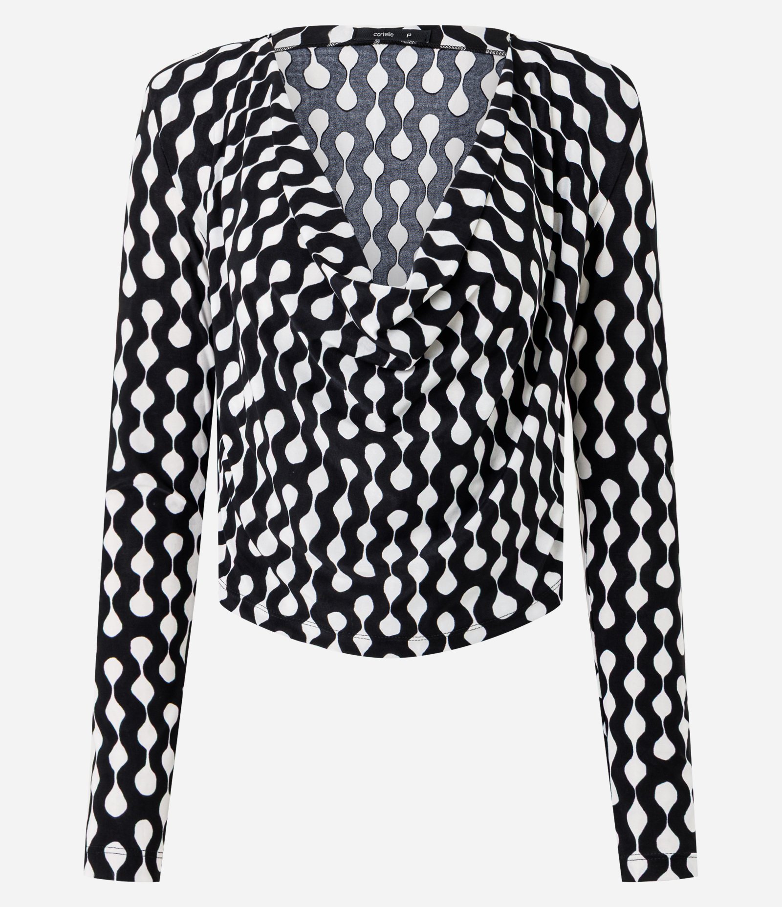Blusa com Ombreiras e Estampa Ondulada Preto 5