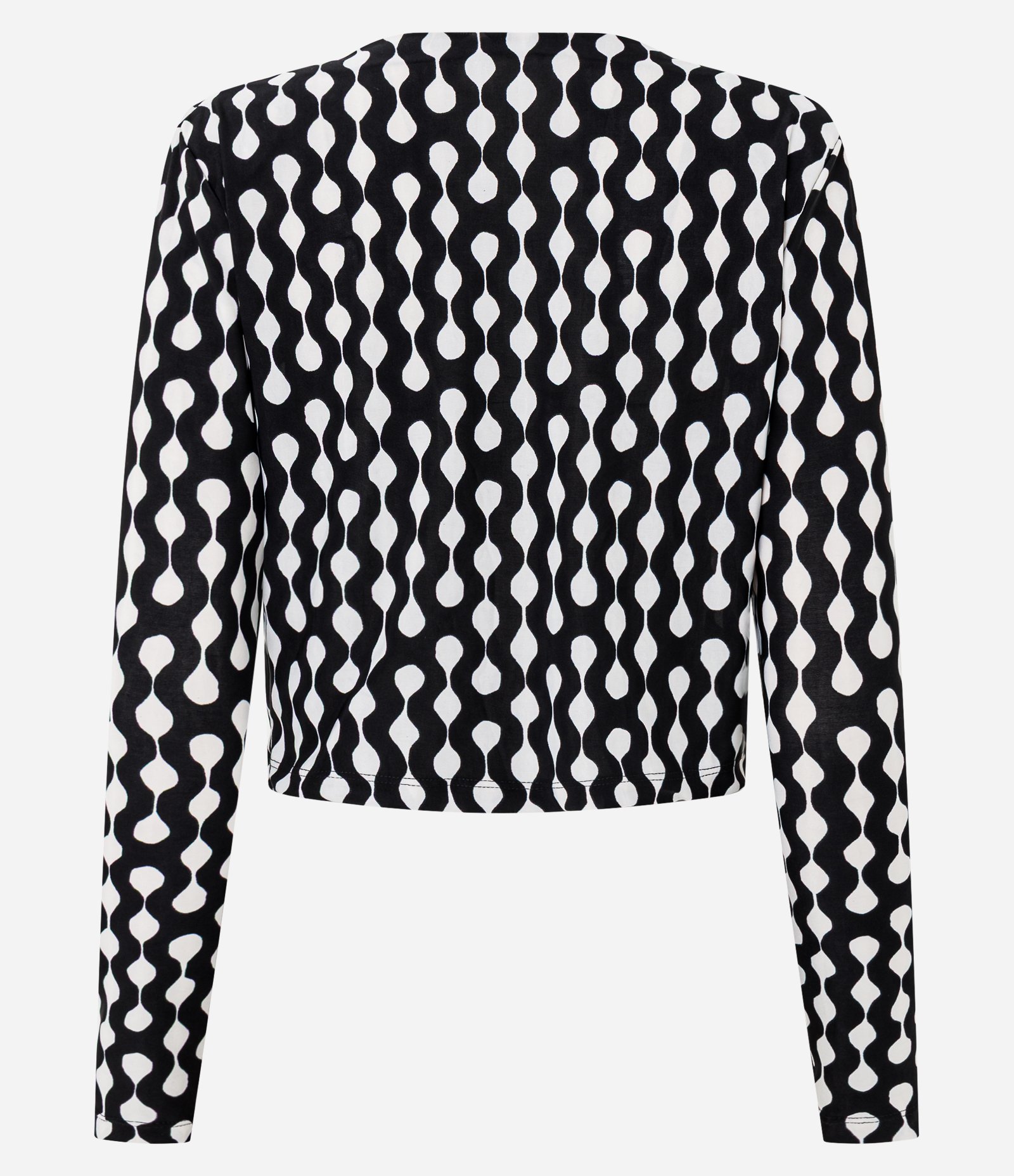 Blusa com Ombreiras e Estampa Ondulada Preto 7