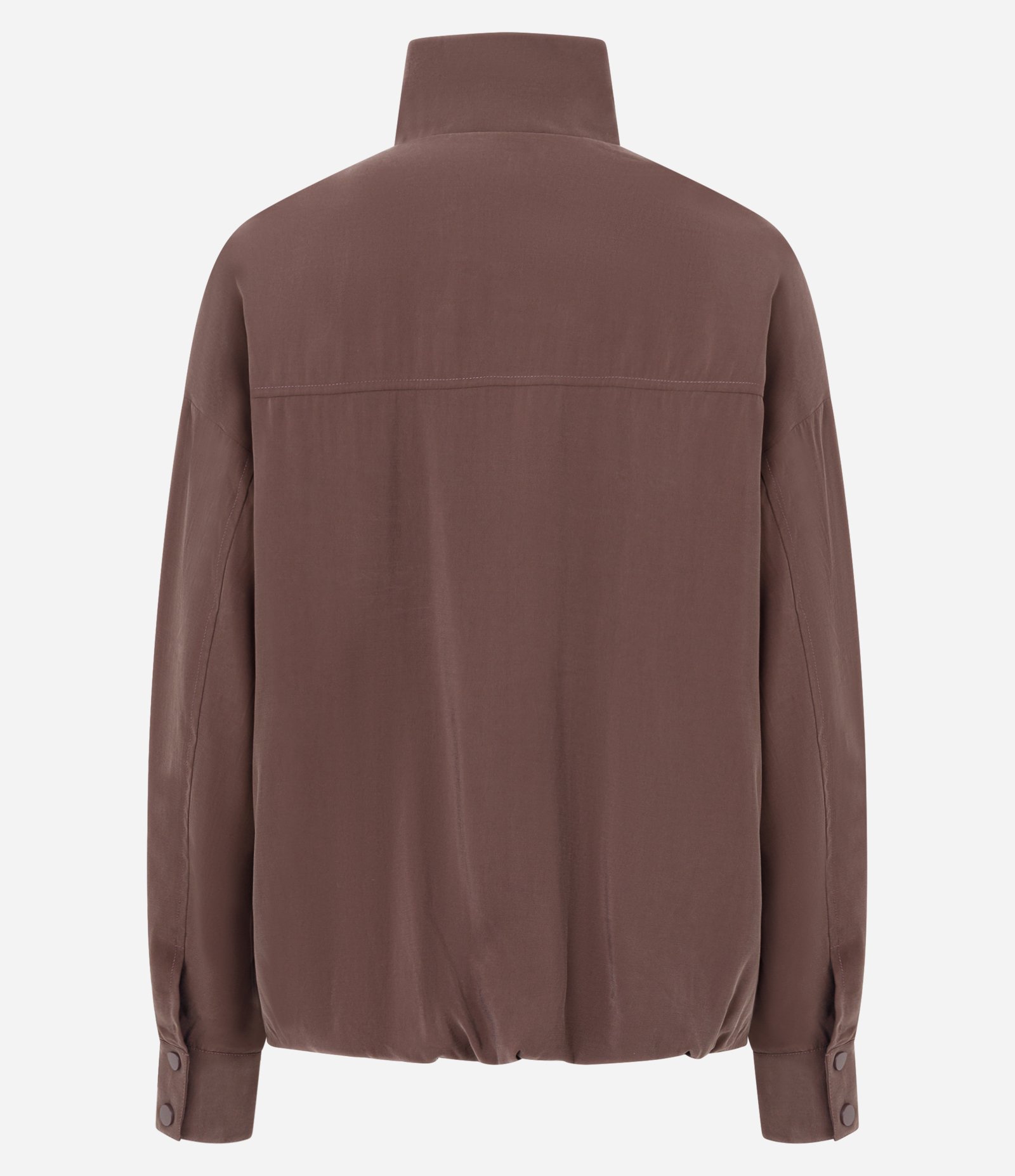 Jaqueta Oversized com Gola Alta e Bolsos Laterais Marrom 7