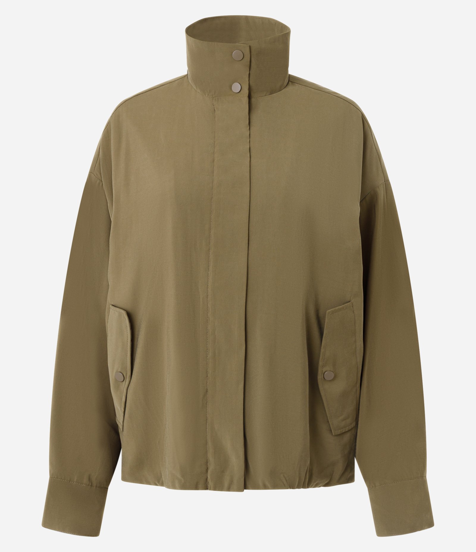 Jaqueta Oversized com Gola Alta e Bolsos Laterais Verde 5