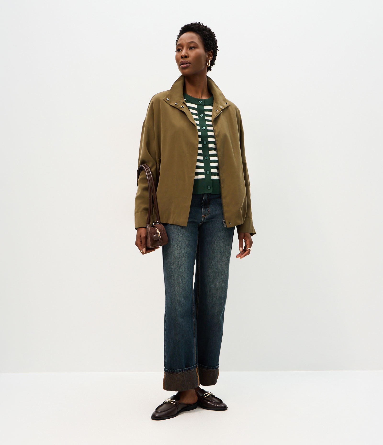 Jaqueta Oversized com Gola Alta e Bolsos Laterais Verde 2