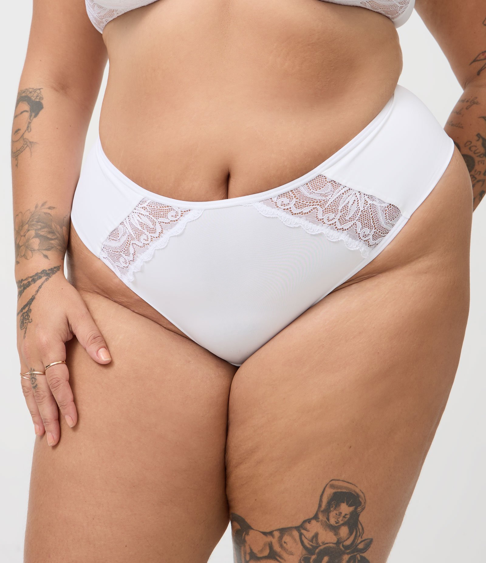 Calcinha Hot Pant Microfibra com Renda Curve & Plus Size Branco 2