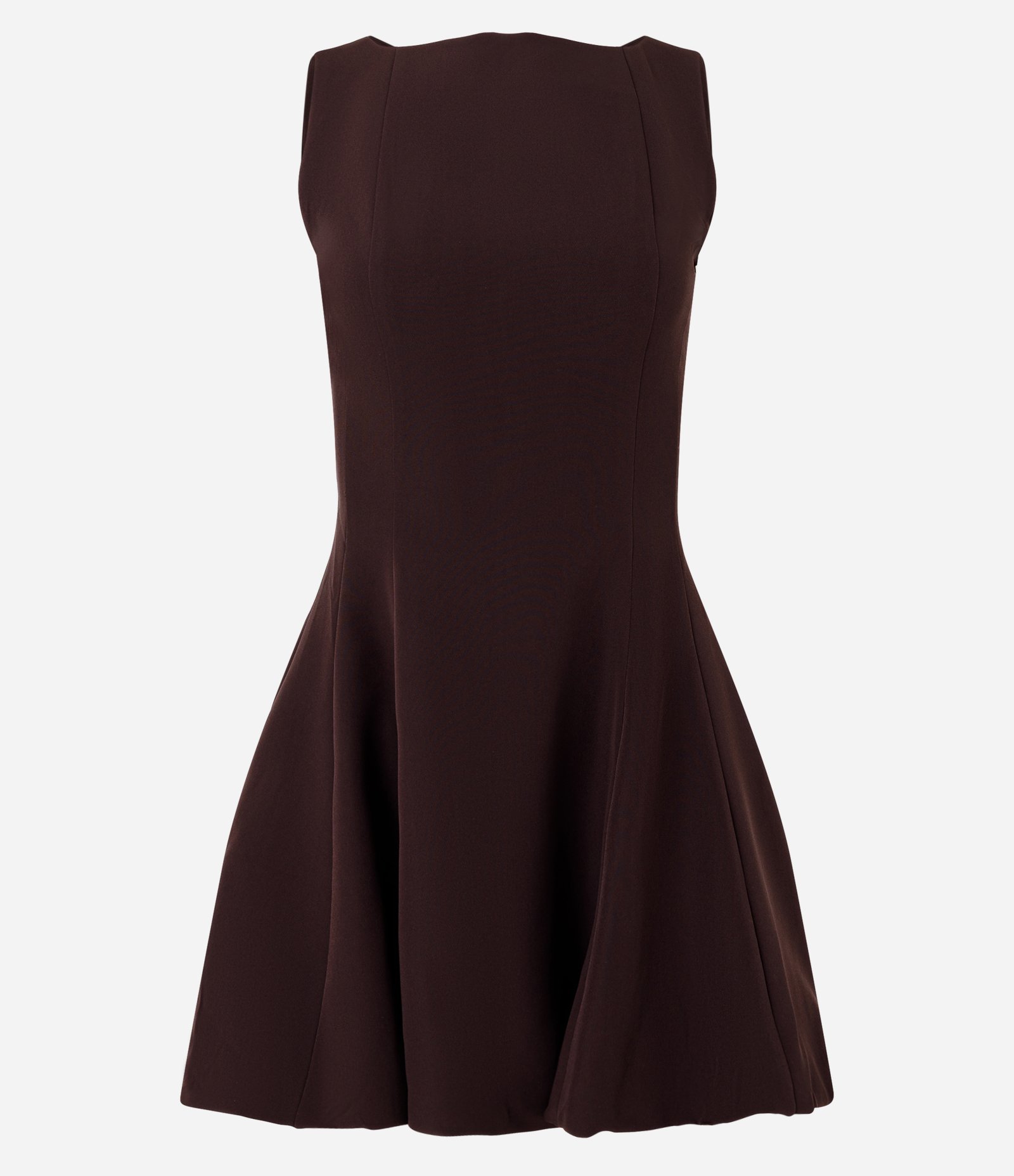 Vestido Curto Alfaiatado com Caimento Balonê e Costas Decotadas Marrom 1