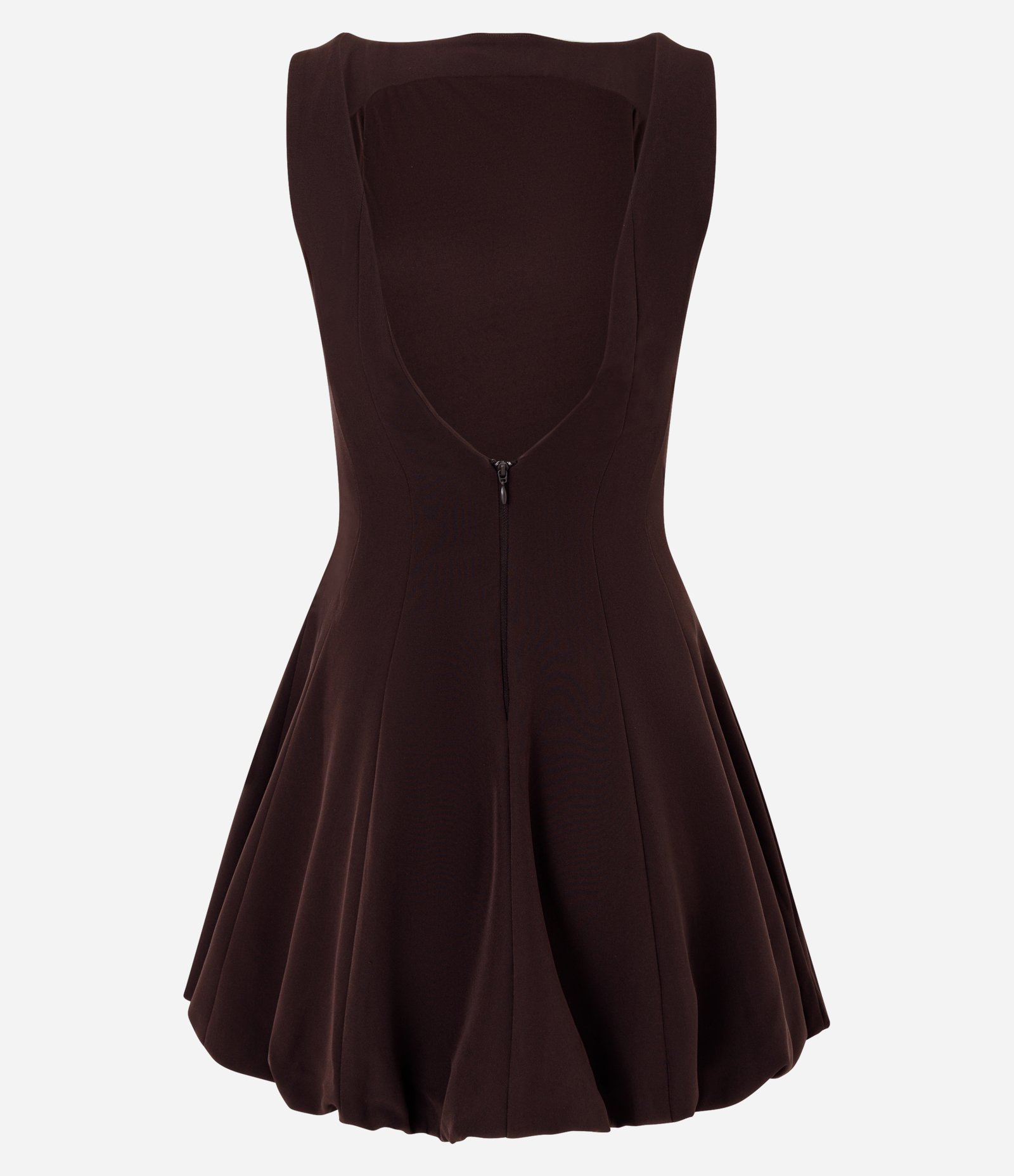 Vestido Curto Alfaiatado com Caimento Balonê e Costas Decotadas Marrom 2