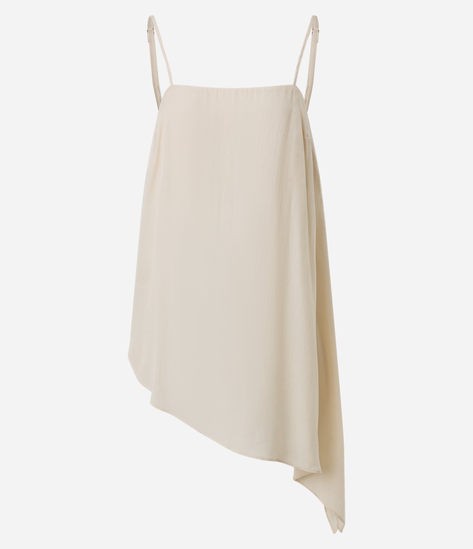 Blusa de Alcinha em Chiffon com Barra Assimétrica Bege 5