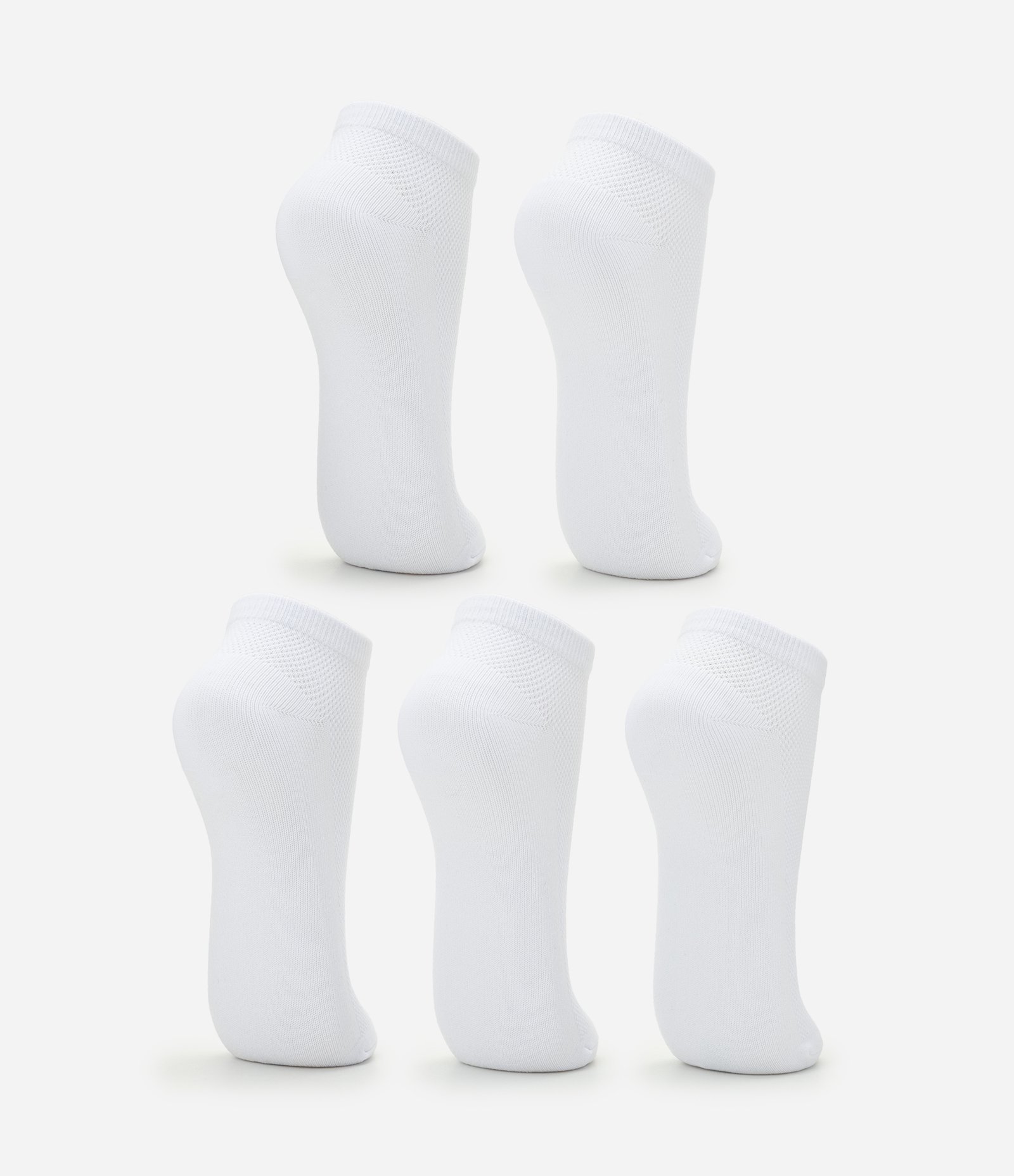 Kit 05 Meias Cano Baixo Esportivas em Poliamida Branco 3