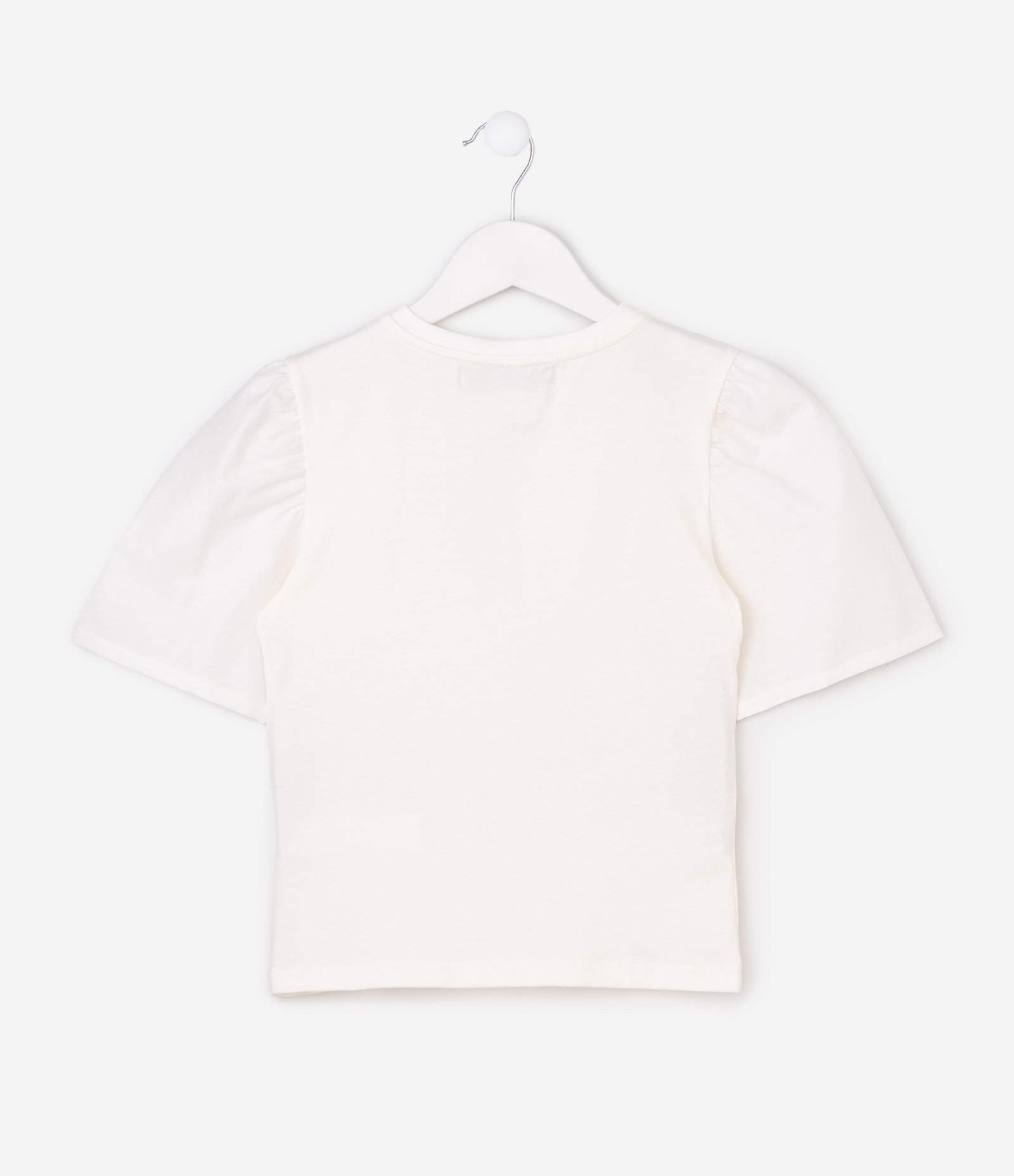 Camiseta Regular Infantil em Ribana com Lacinhos Brilhosos - Tam 5 a 14 Anos Branco 2