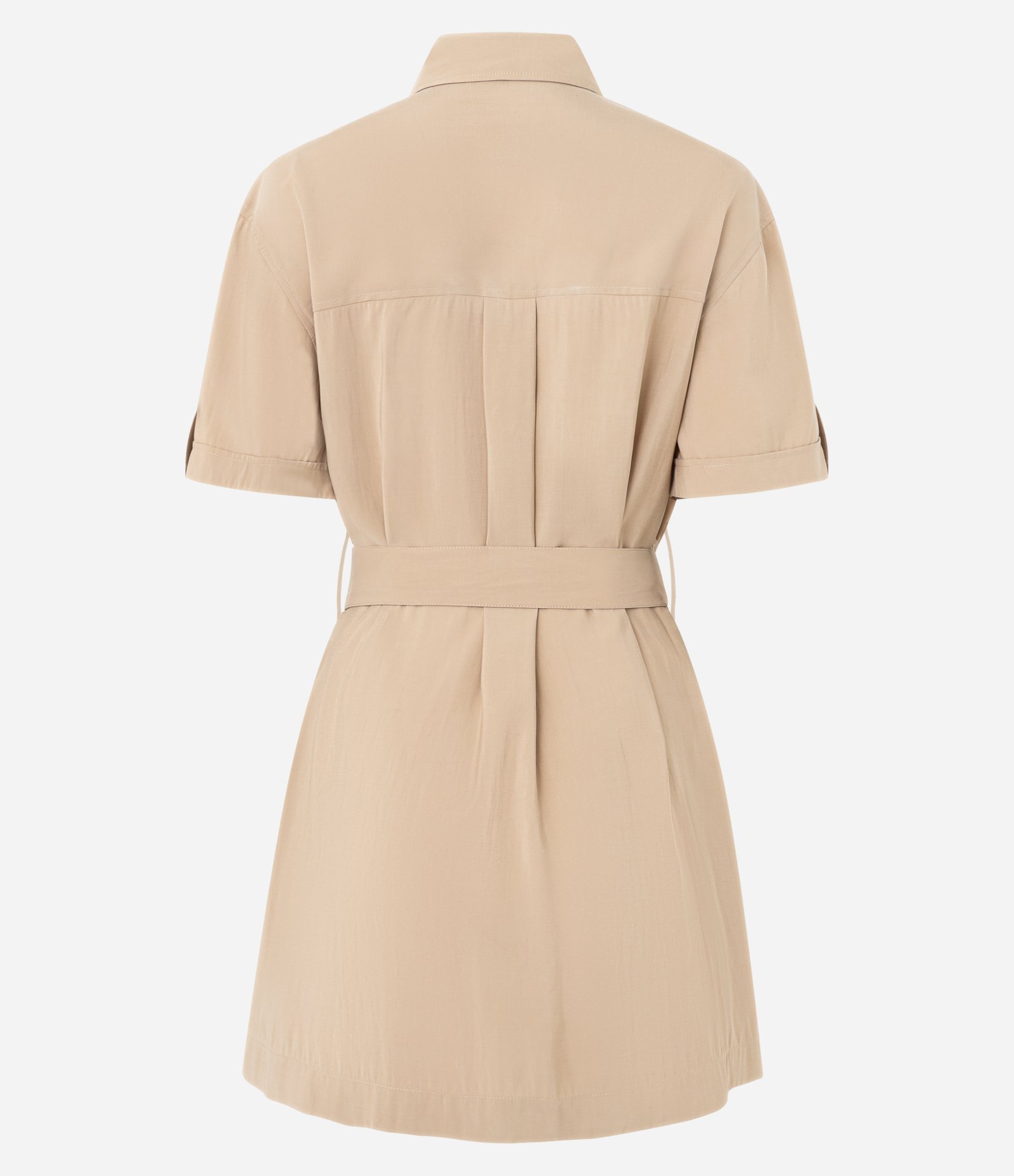 Vestido Reto em Poliviscose com Cinto Bege 6