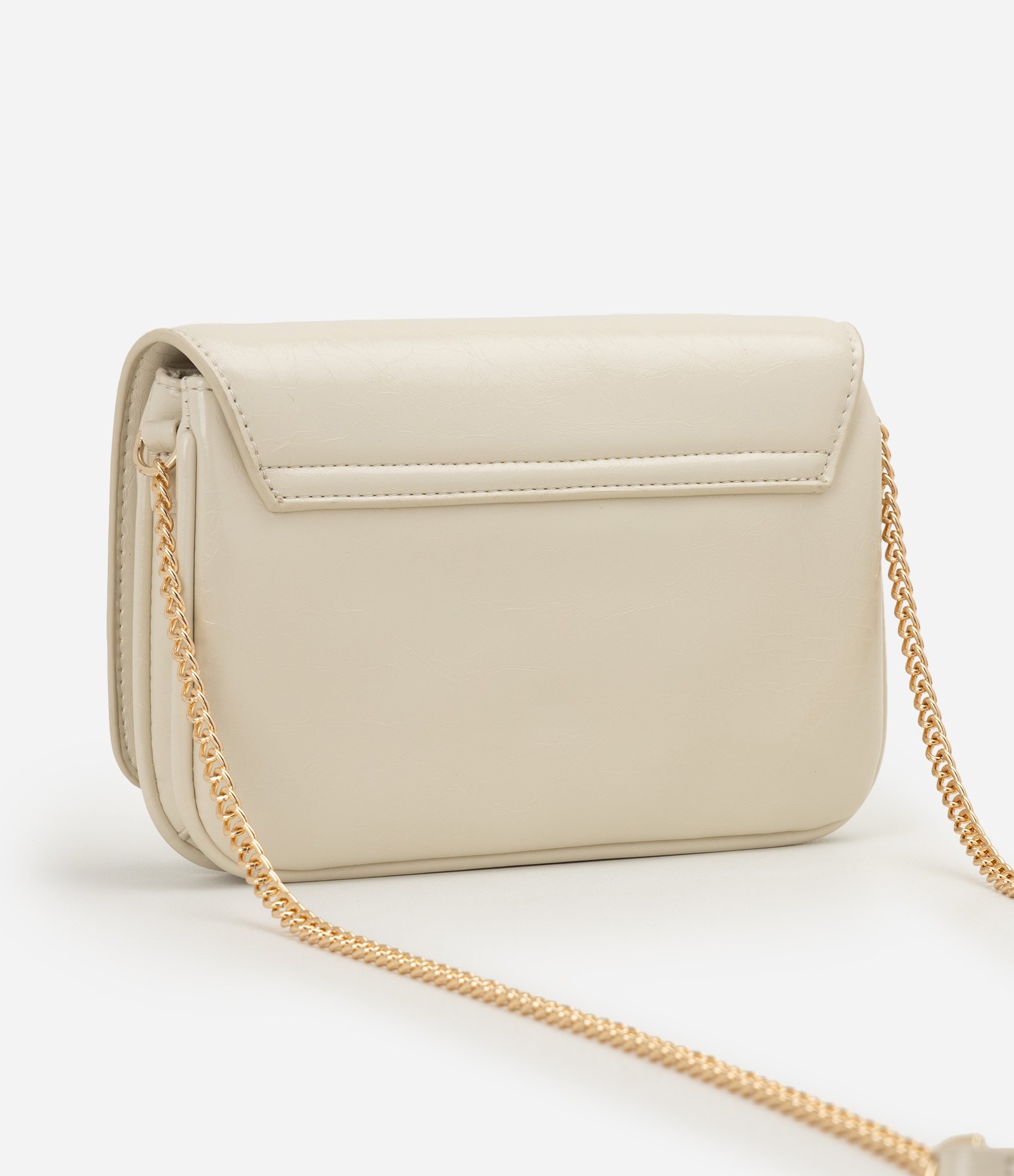 Bolsa Transversal Pequena em PU com Alça Corrente Off White 3