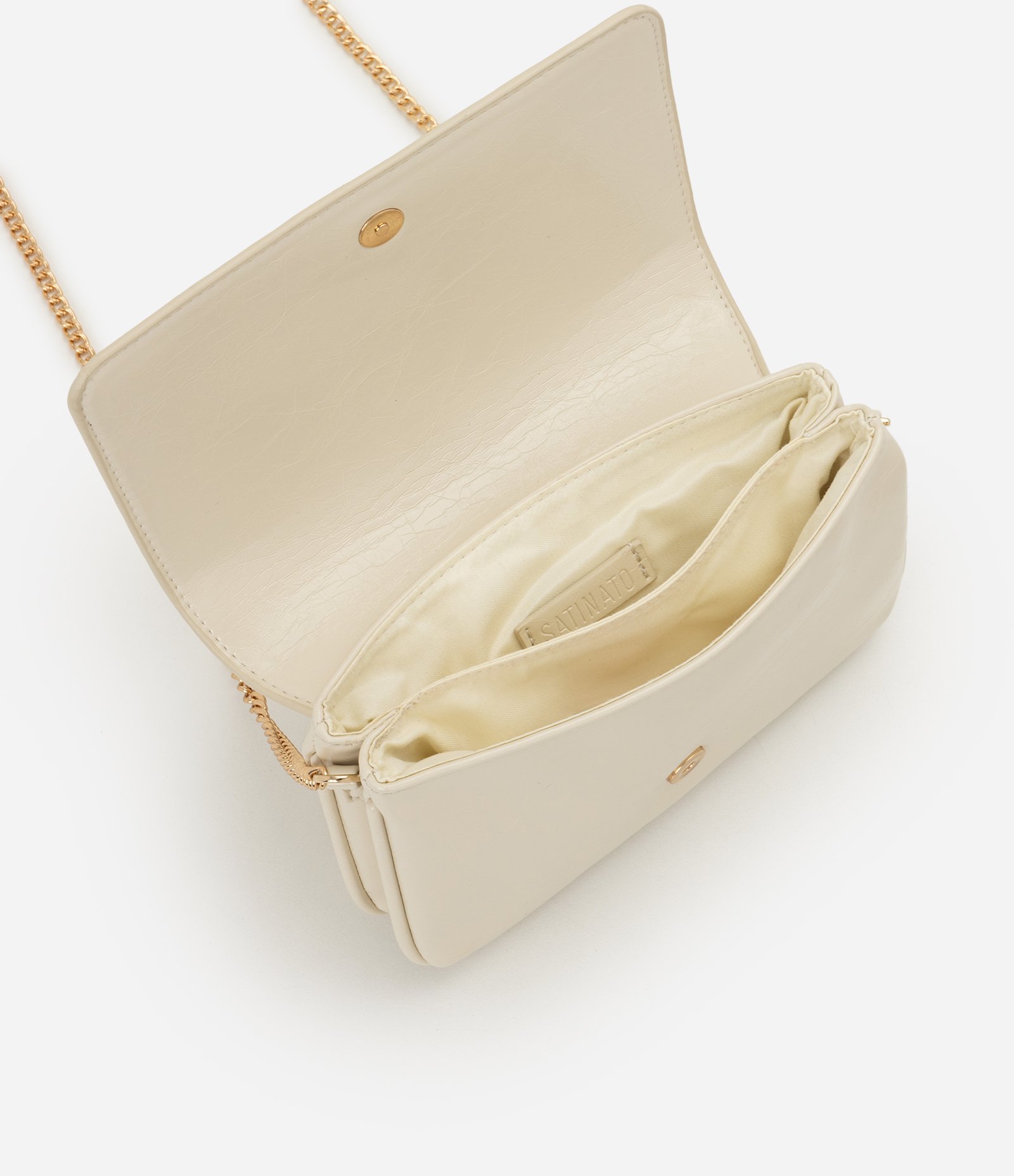 Bolsa Transversal Pequena em PU com Alça Corrente Off White 5