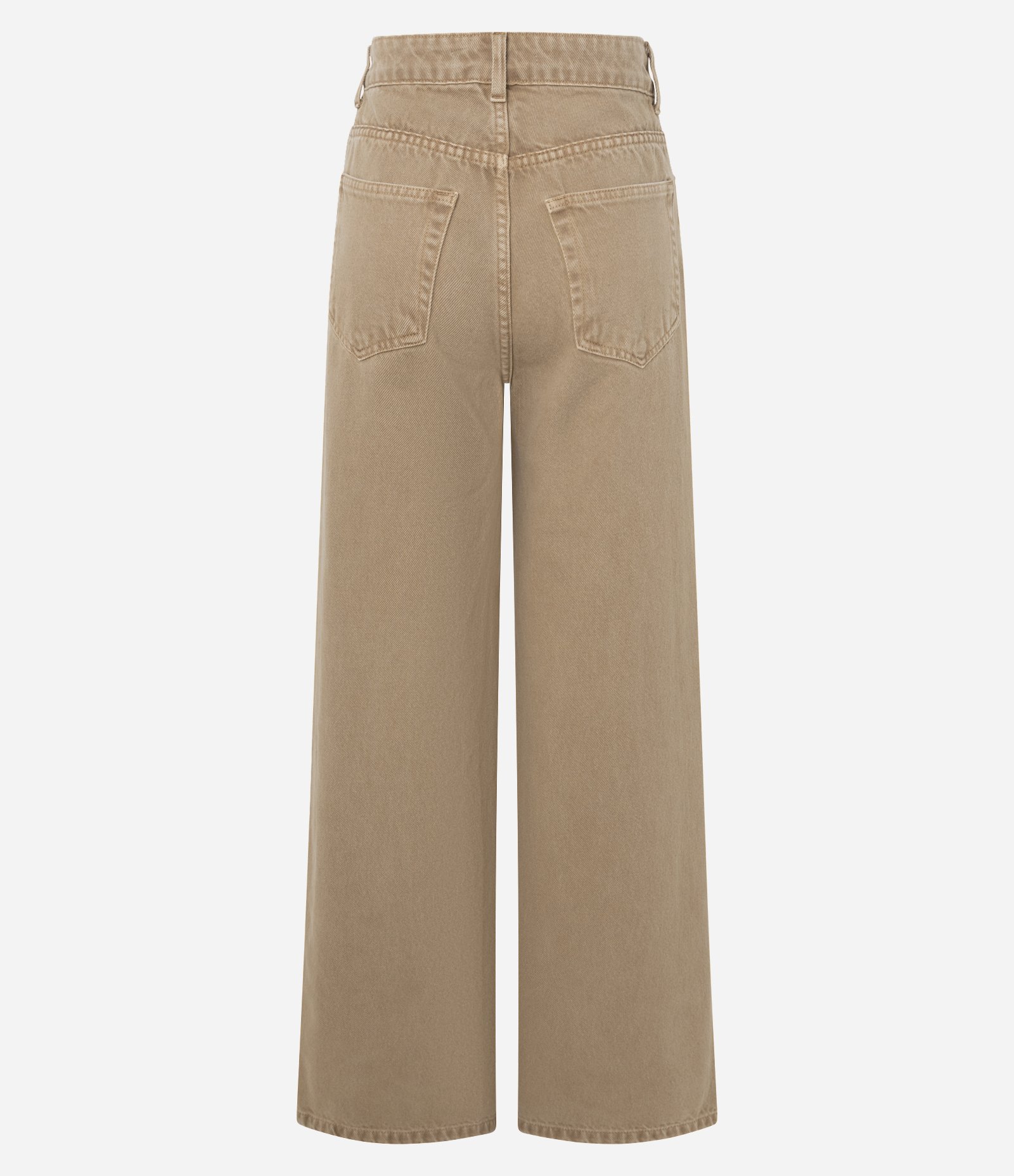 Calça Wide Leg em Sarja com Cintura Alta Bege 2