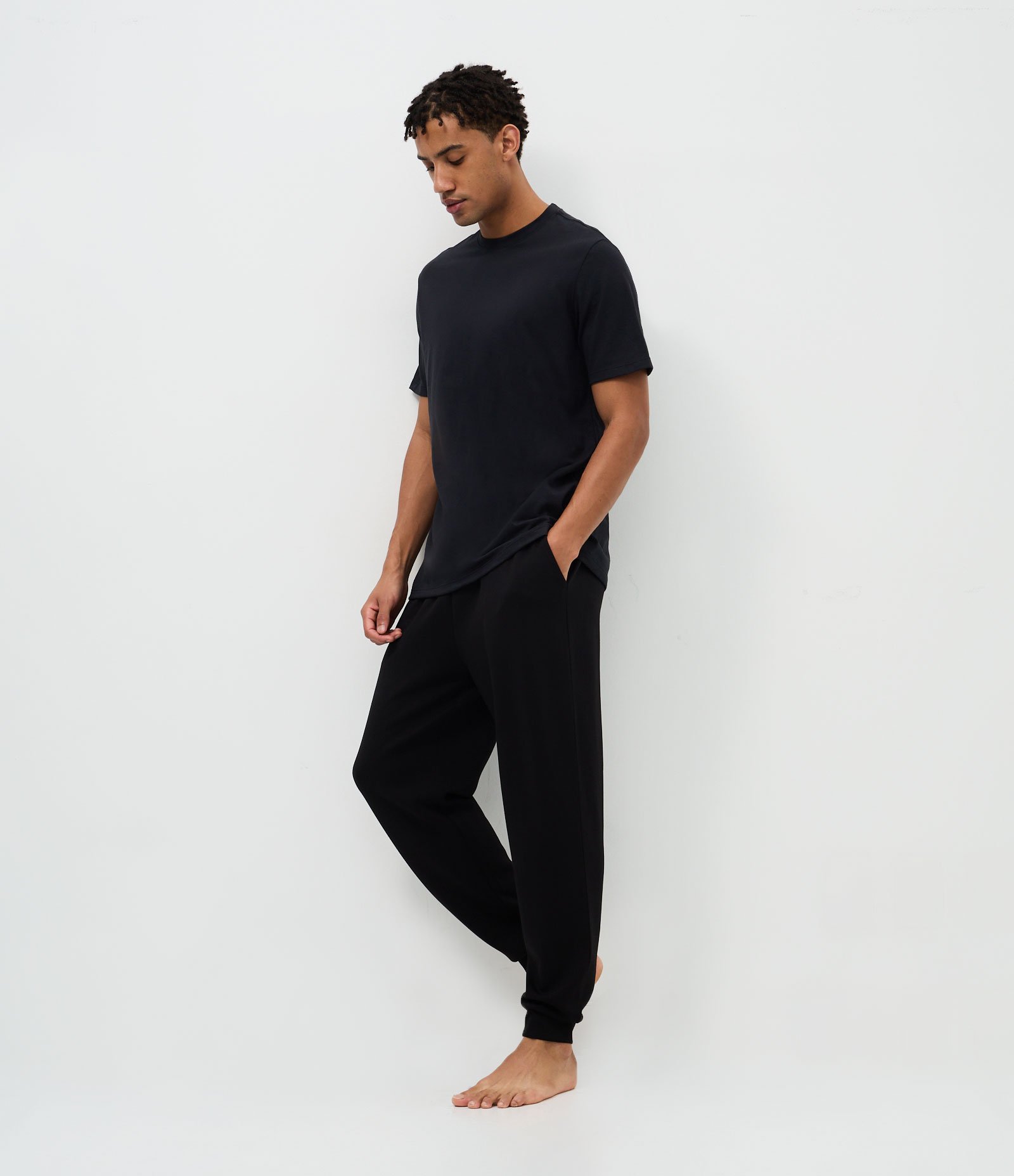 Camiseta de Pijama em Meia Malha Preto 2