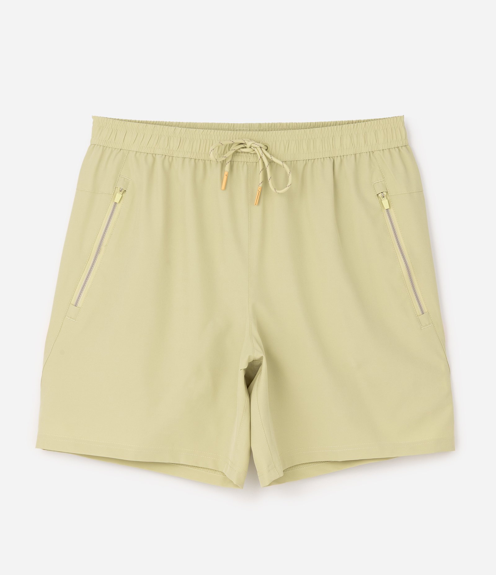 Bermuda Esportiva com Blocos de Cor e Bolsos com Zíper Amarelo Claro 1