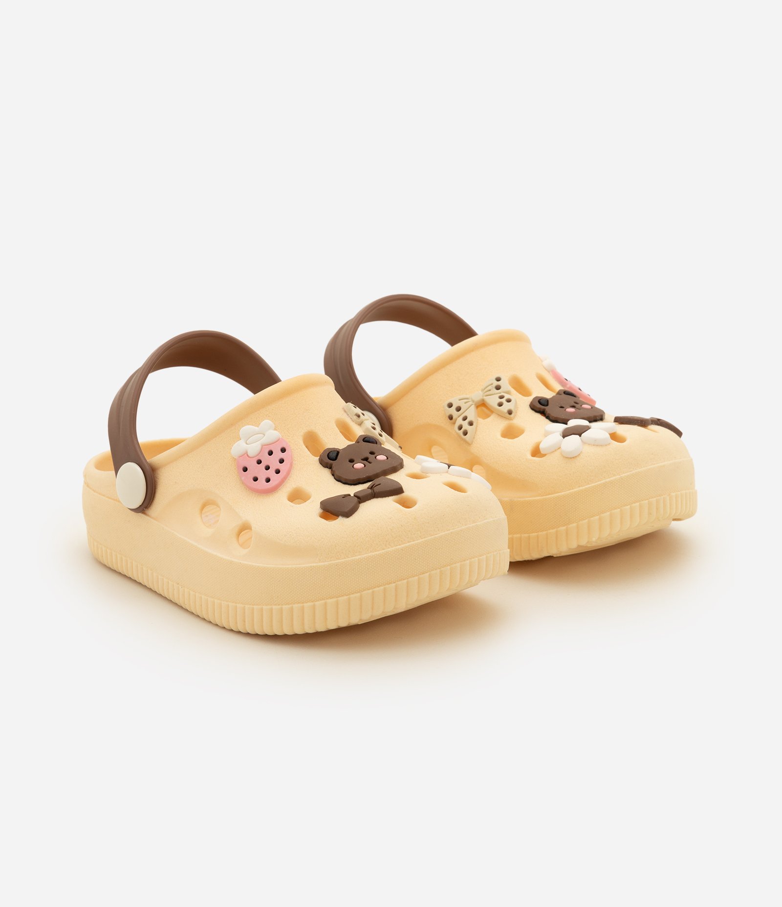 Sandália Infantil Babuche com Pins de Ursinho e Laços – Tam 20 ao 35 Amarelo Claro 2