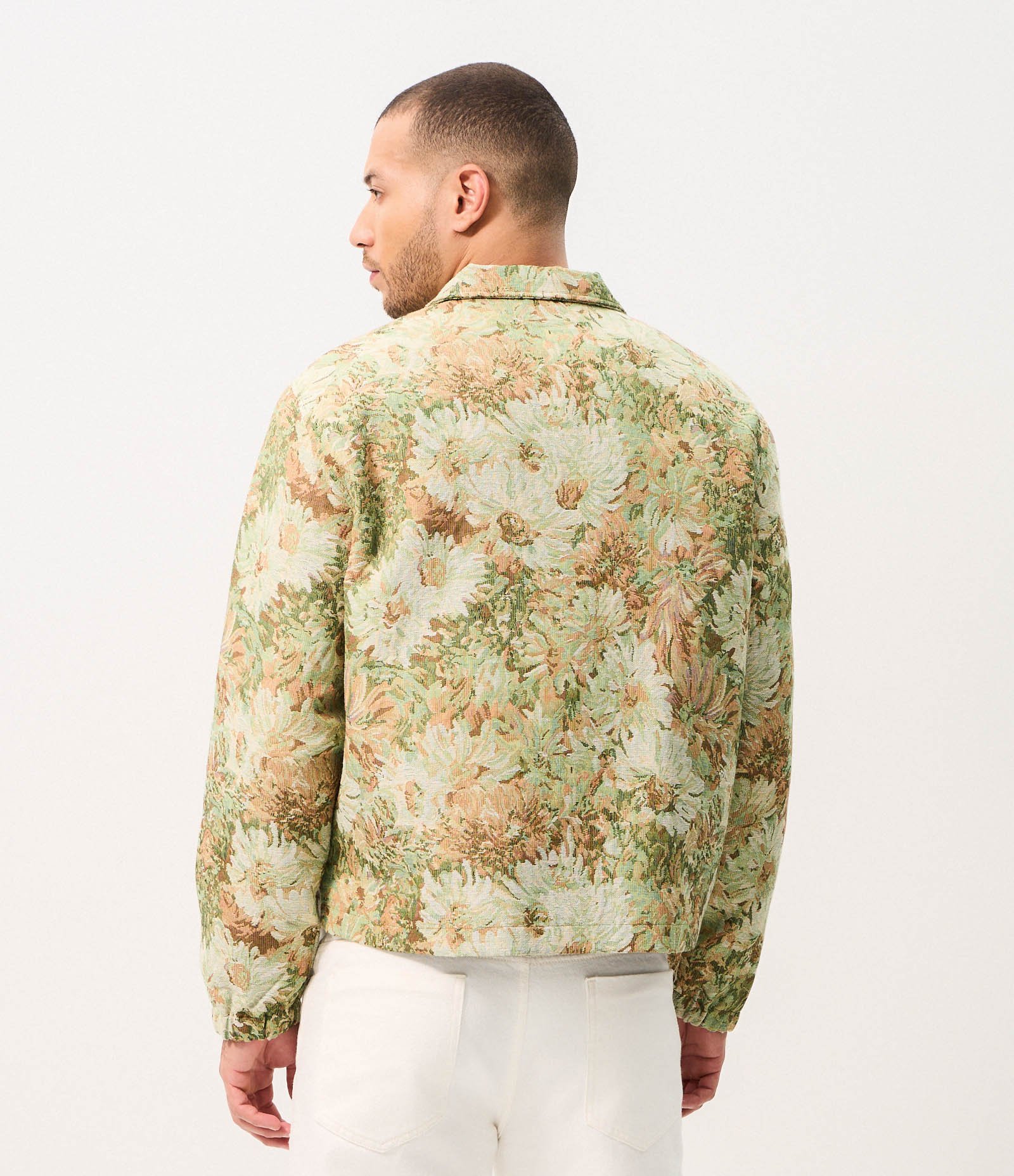 Jaqueta Trucker em Jacquard Floral Verde 6