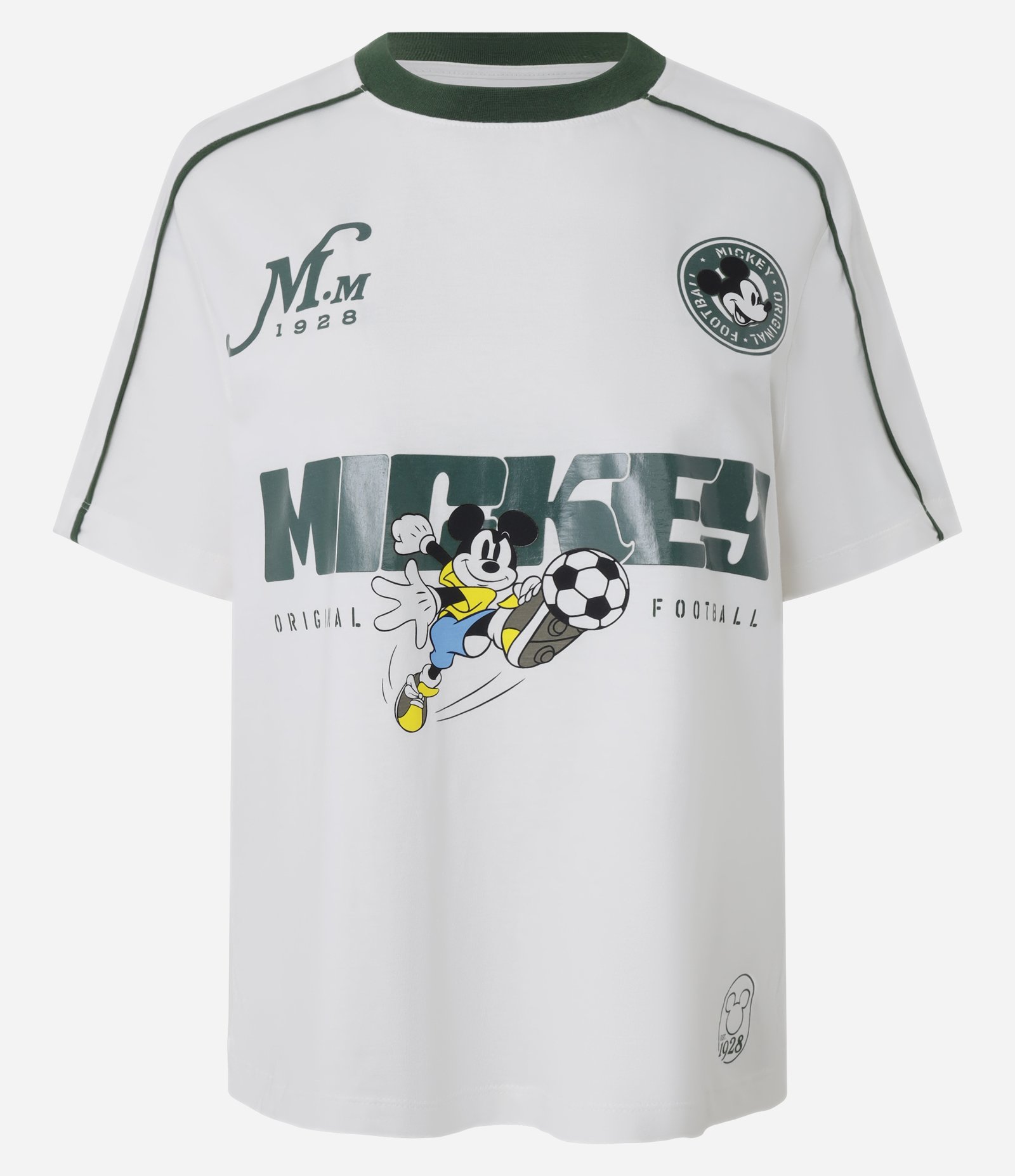 Camiseta Boxy em Algodão com Estampa Esportiva Mickey e Detalhes Contrastantes Branco 5