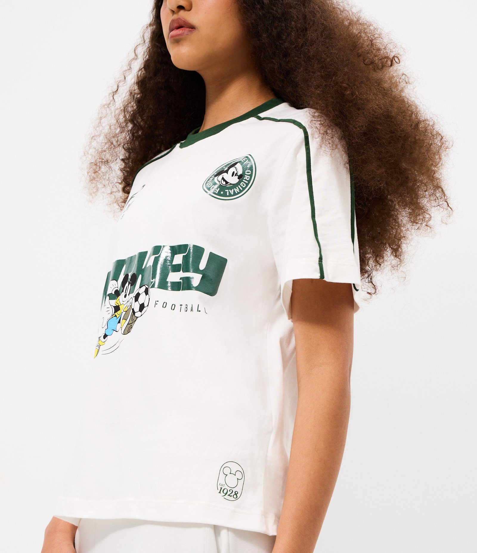 Camiseta Boxy em Algodão com Estampa Esportiva Mickey e Detalhes Contrastantes Branco 3