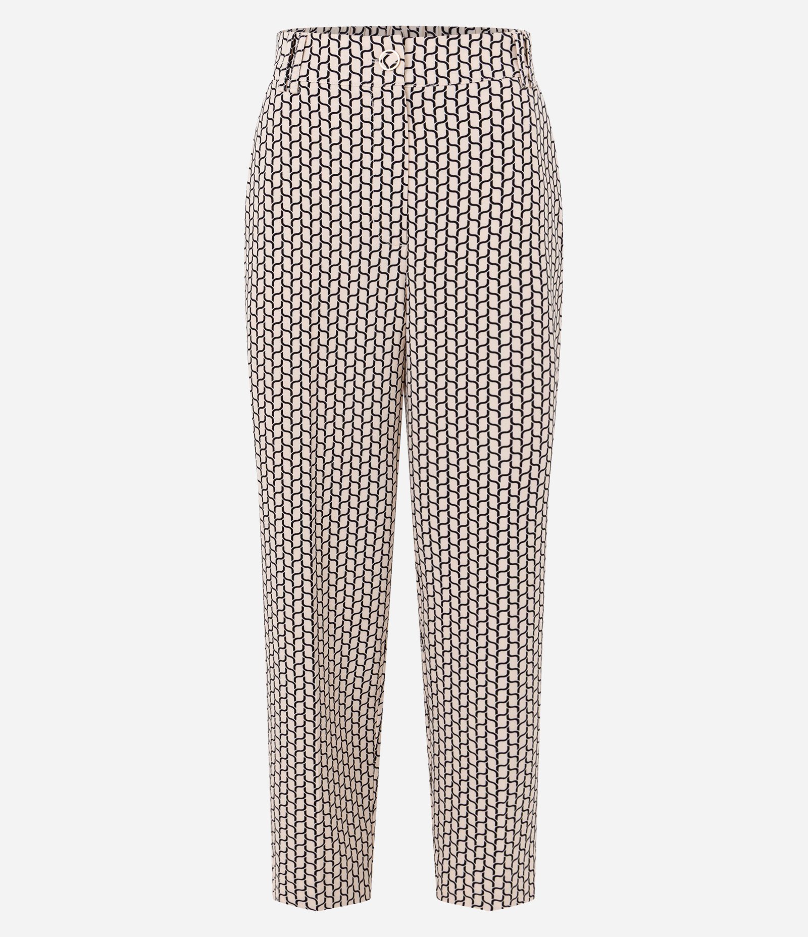 Calça Cenoura em Crepe com Cós Elástico e Estampa Geométrica Rosa Claro 6