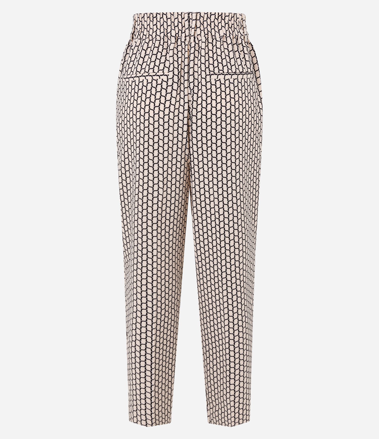 Calça Cenoura em Crepe com Cós Elástico e Estampa Geométrica Rosa Claro 7