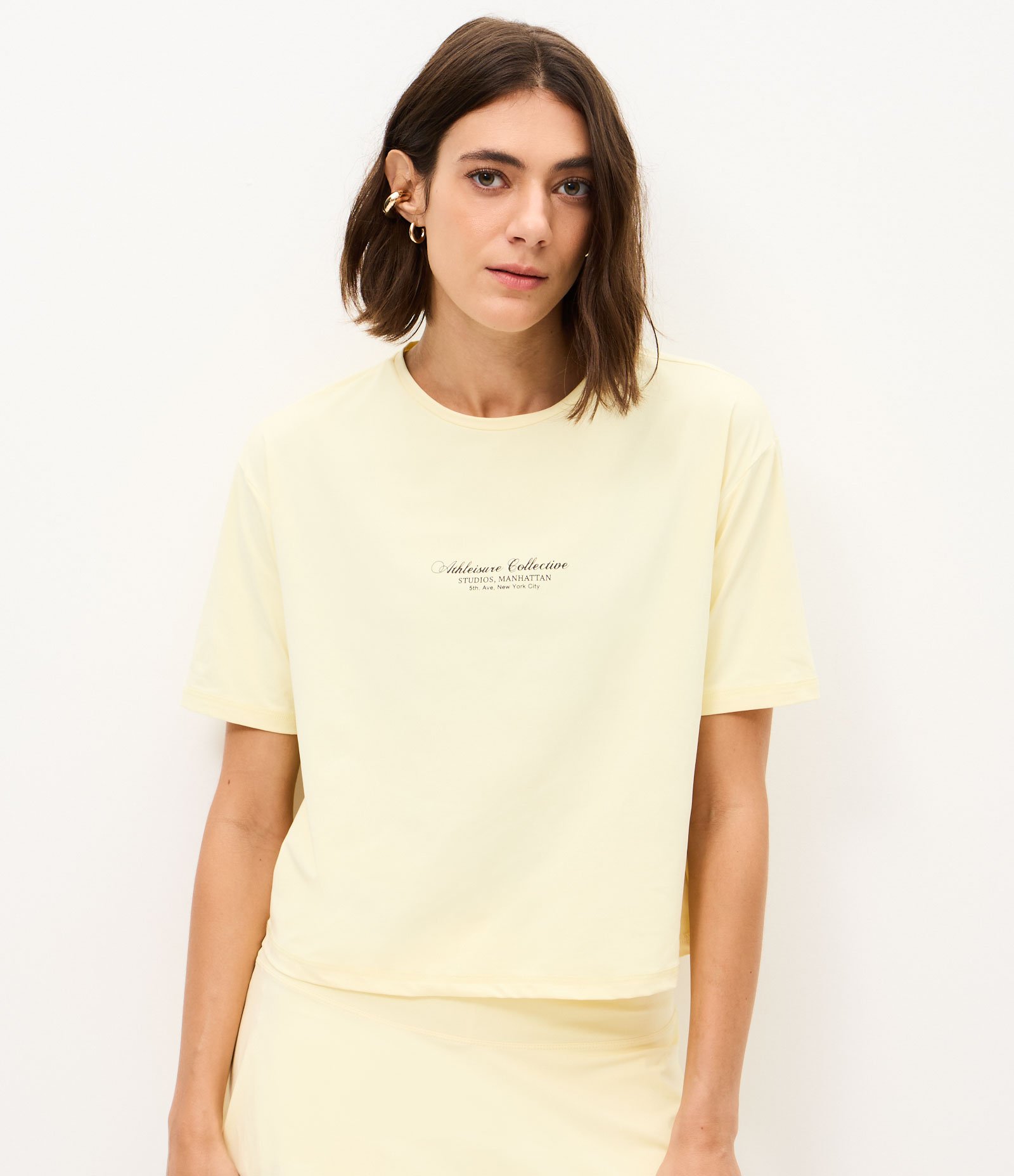 Camiseta Boxy Esportiva em Microfibra com Lettering Amarelo 1