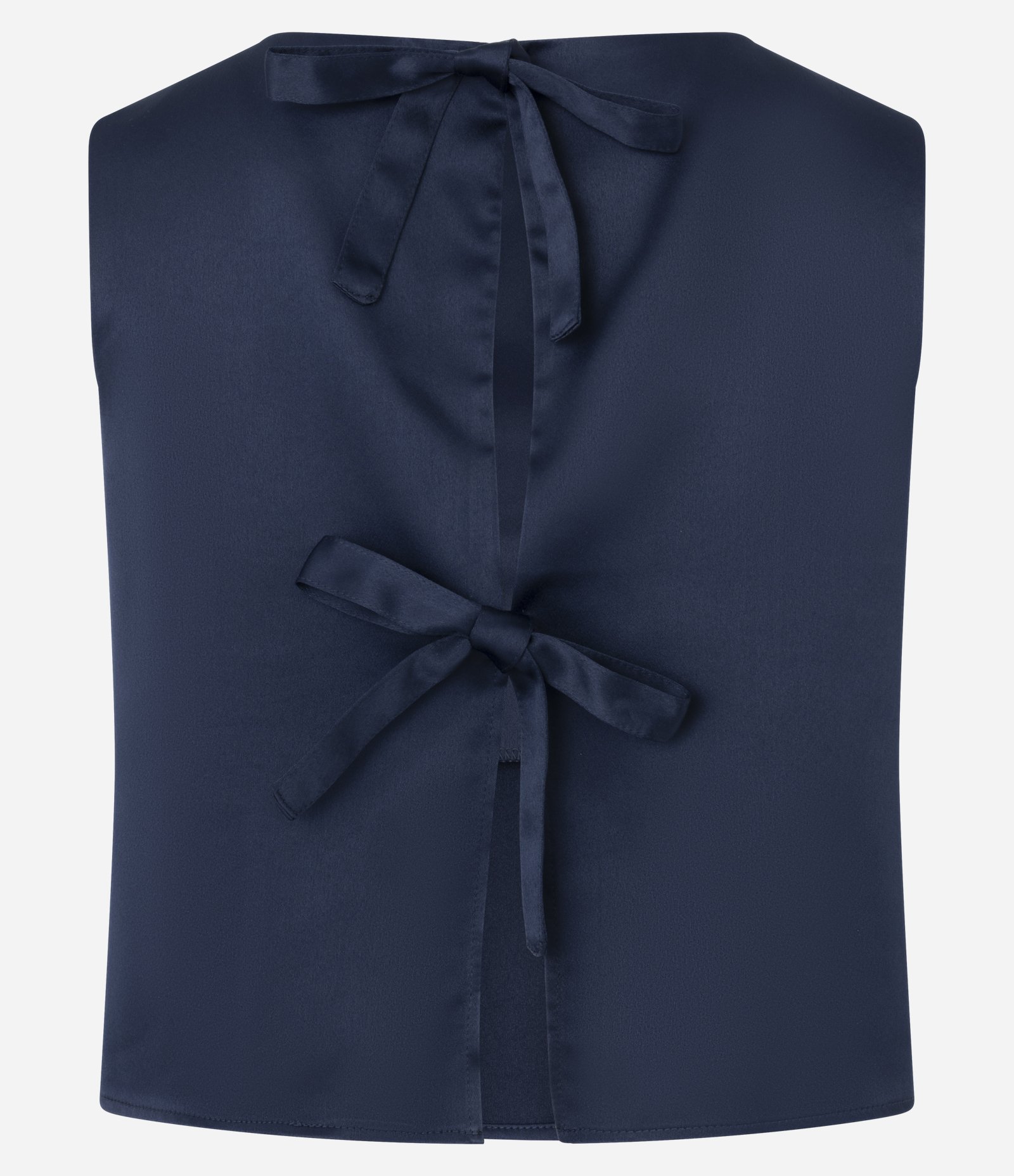 Blusa Acetinada com Laços nas Costas Azul 6