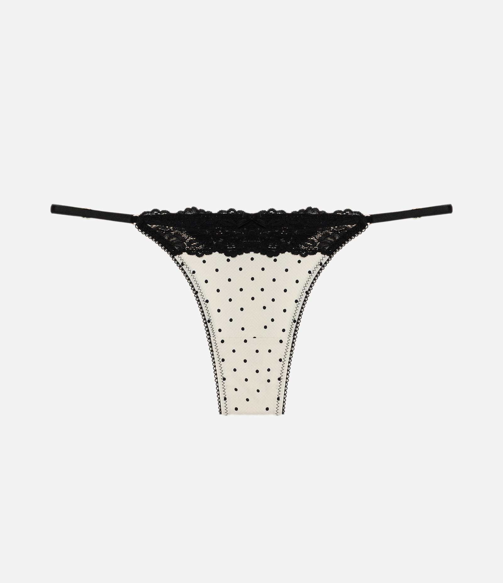 Calcinha String Fio com Tecnologia Dry e Estampa Poá Branco/Preto 5