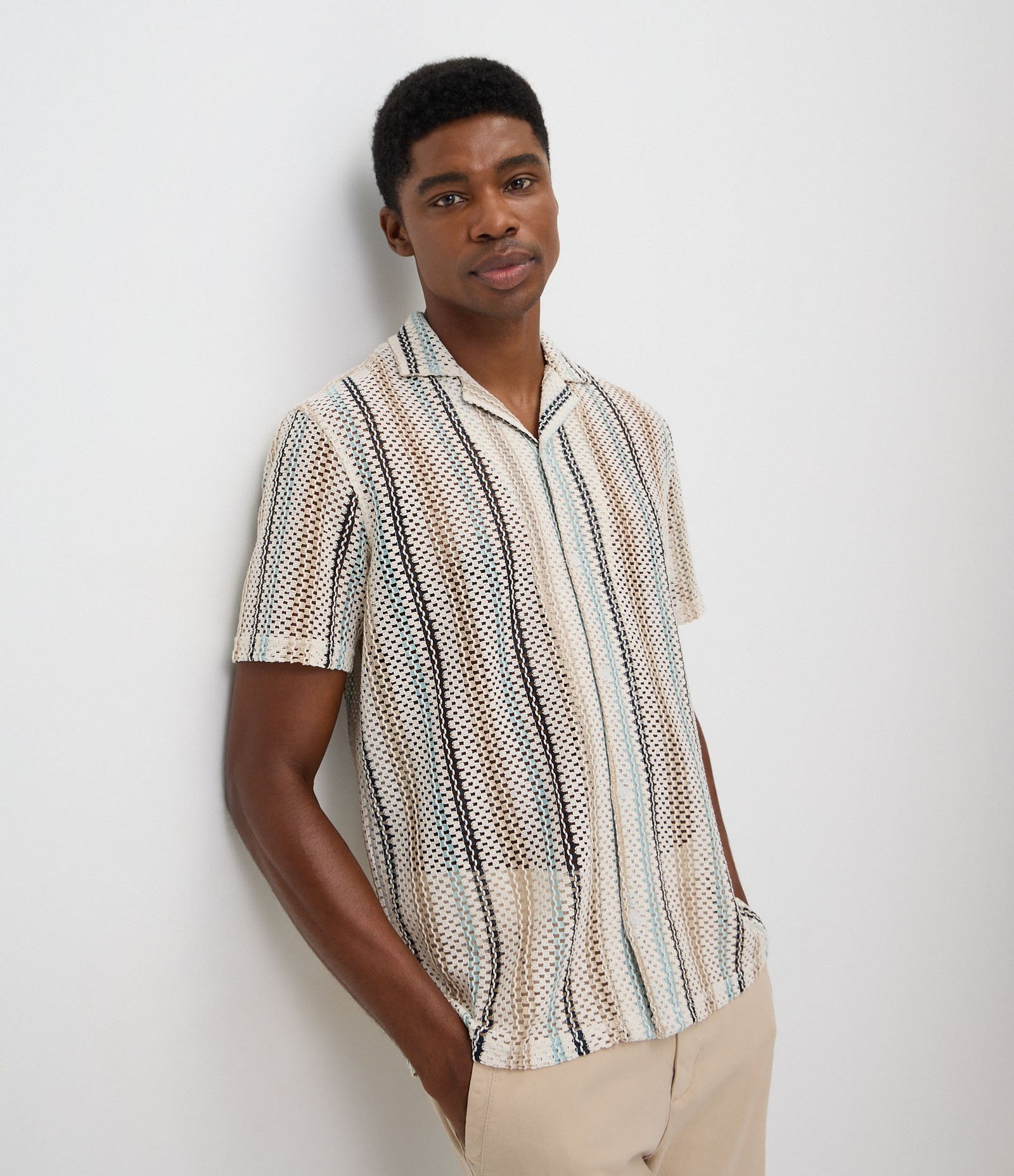 Camisa em Tricô Listrado Azul 1