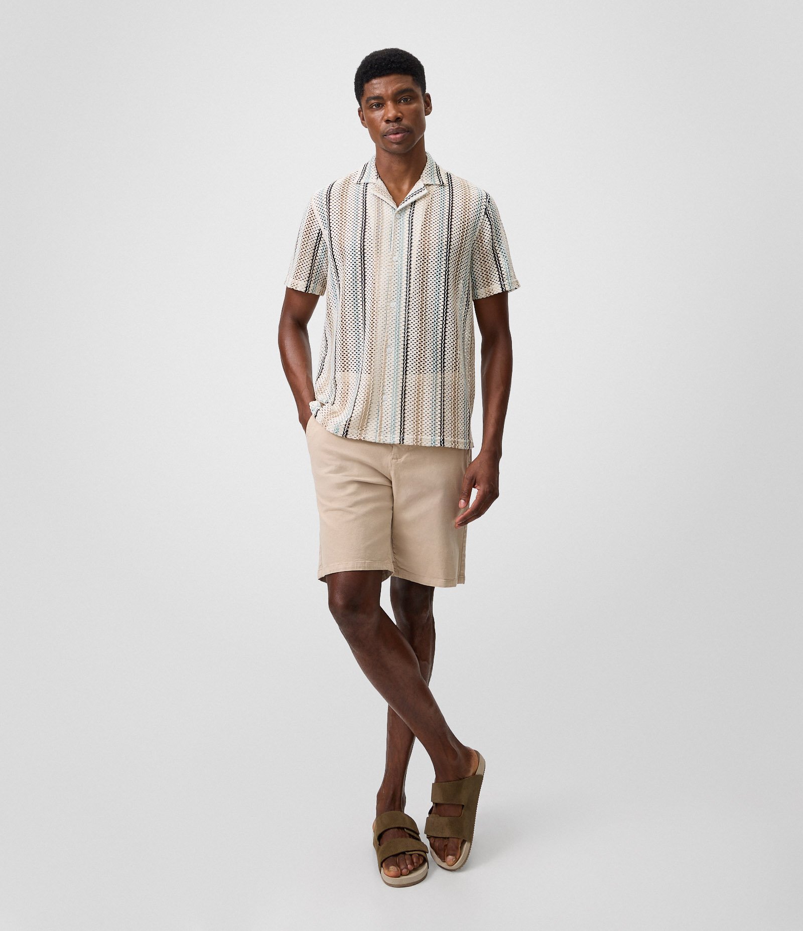 Camisa em Tricô Listrado Azul 2