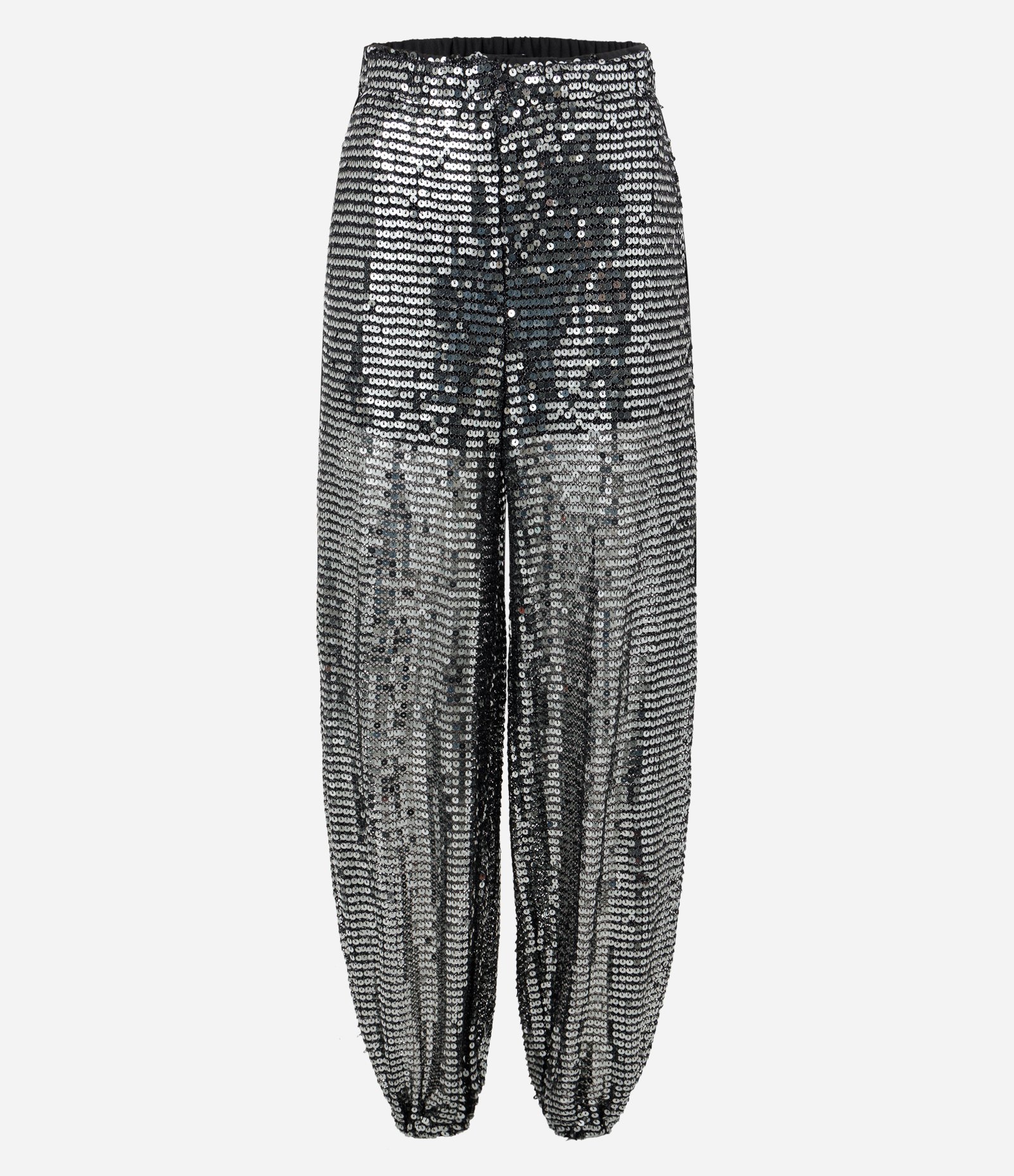 Calça Balloon em Paetês com Barra Ajustada Prata 5