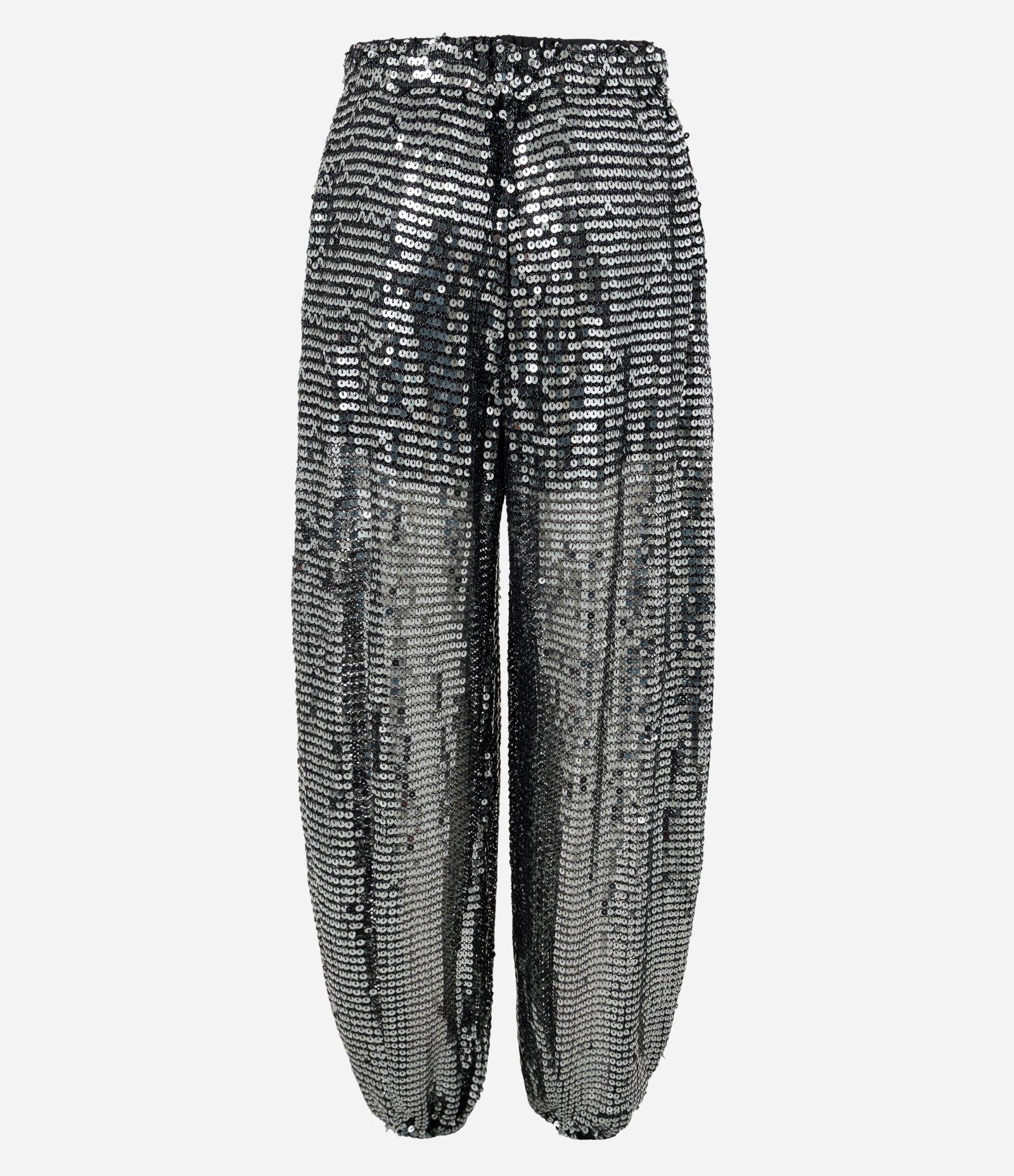 Calça Balloon em Paetês com Barra Ajustada Prata 7