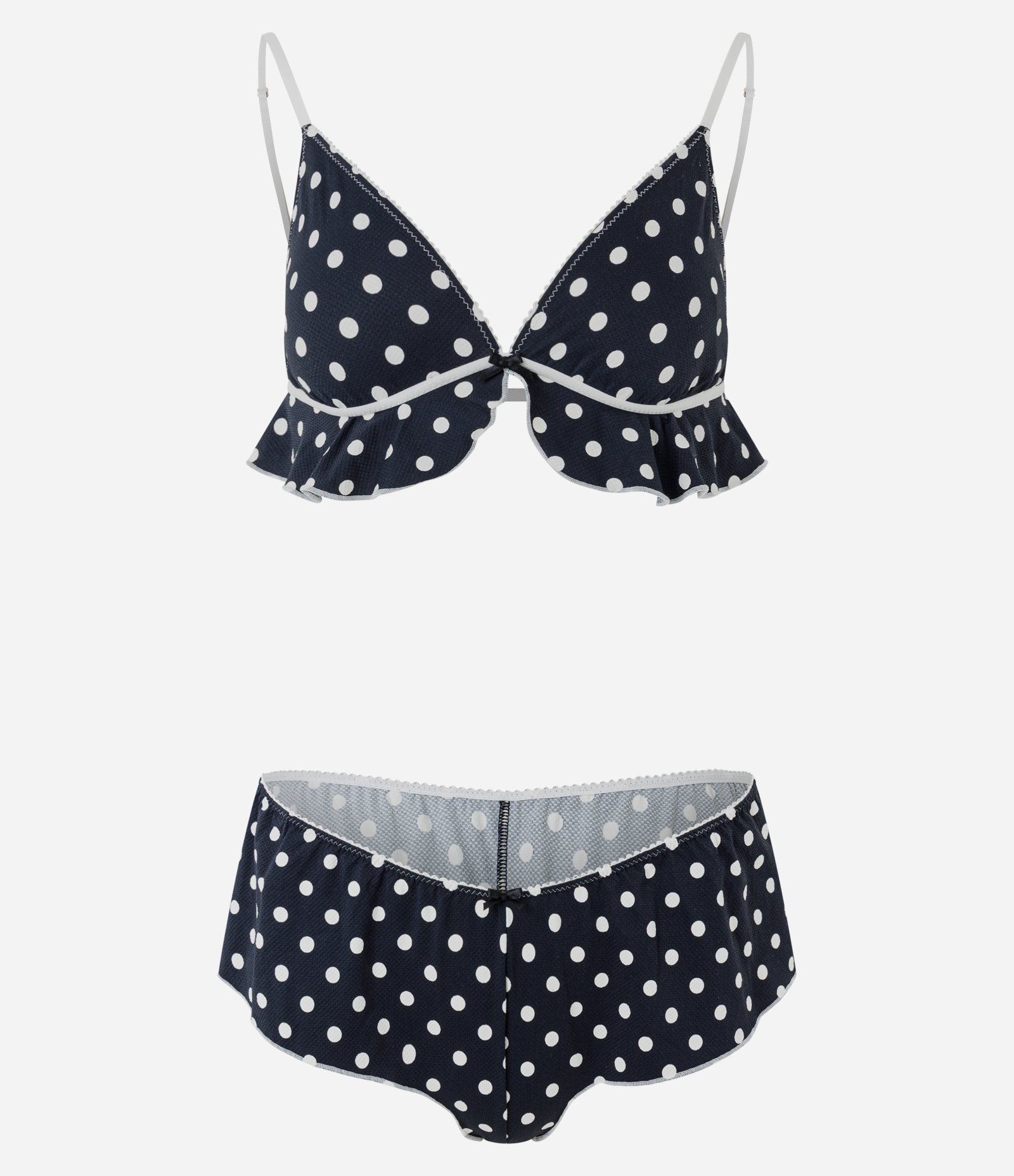 Pijama Short Doll em Microfibra com Estampa Poá Preto 1