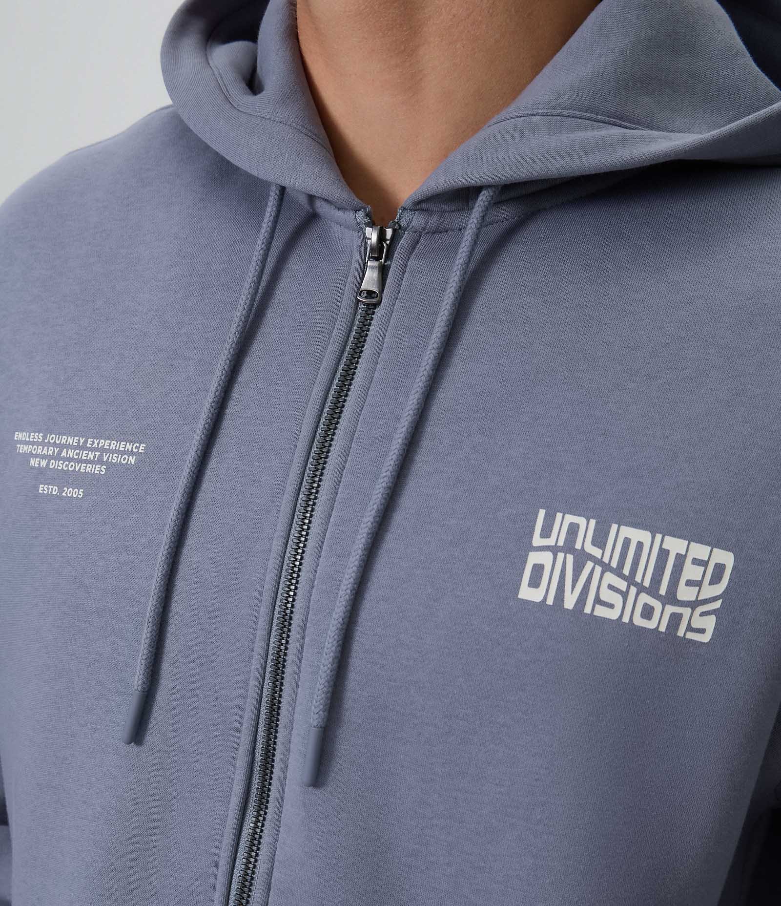 Moletom Aberto com Capuz Unlimited Divisions Cinza 4