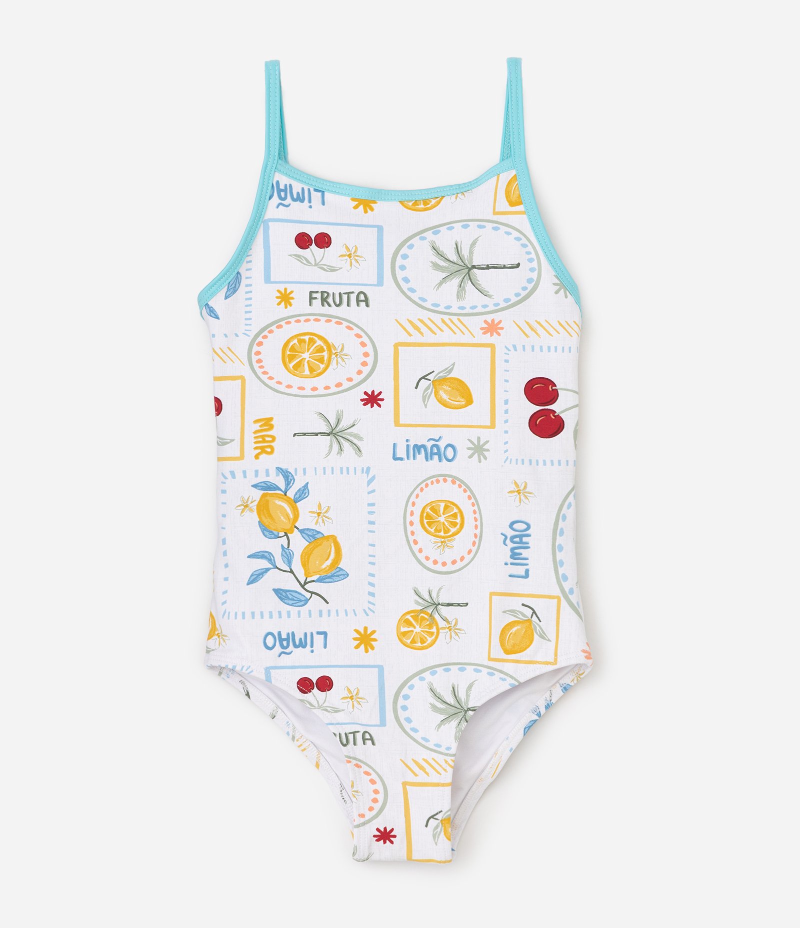 Maiô Infantil com Estampa Frutas Tropical – Tam 5 a 14 Anos Branco 1