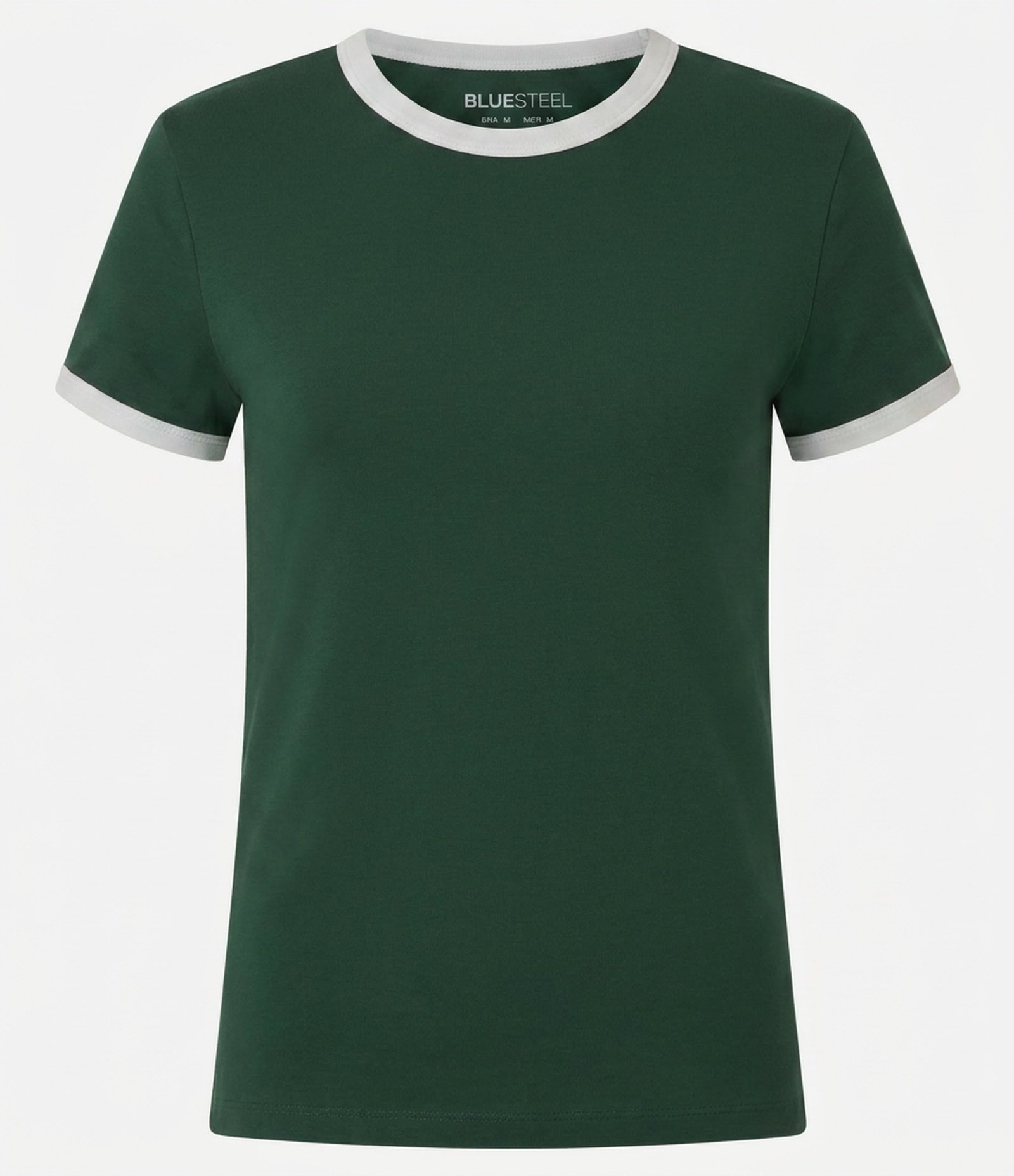 Blusa Baby Look em Algodão Peruano com Gola Contrastantes Verde 2