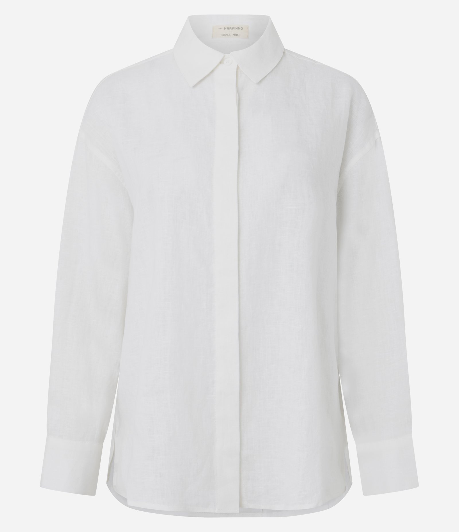 Camisa Oversized em Linho com Vista Escondida Branco 1