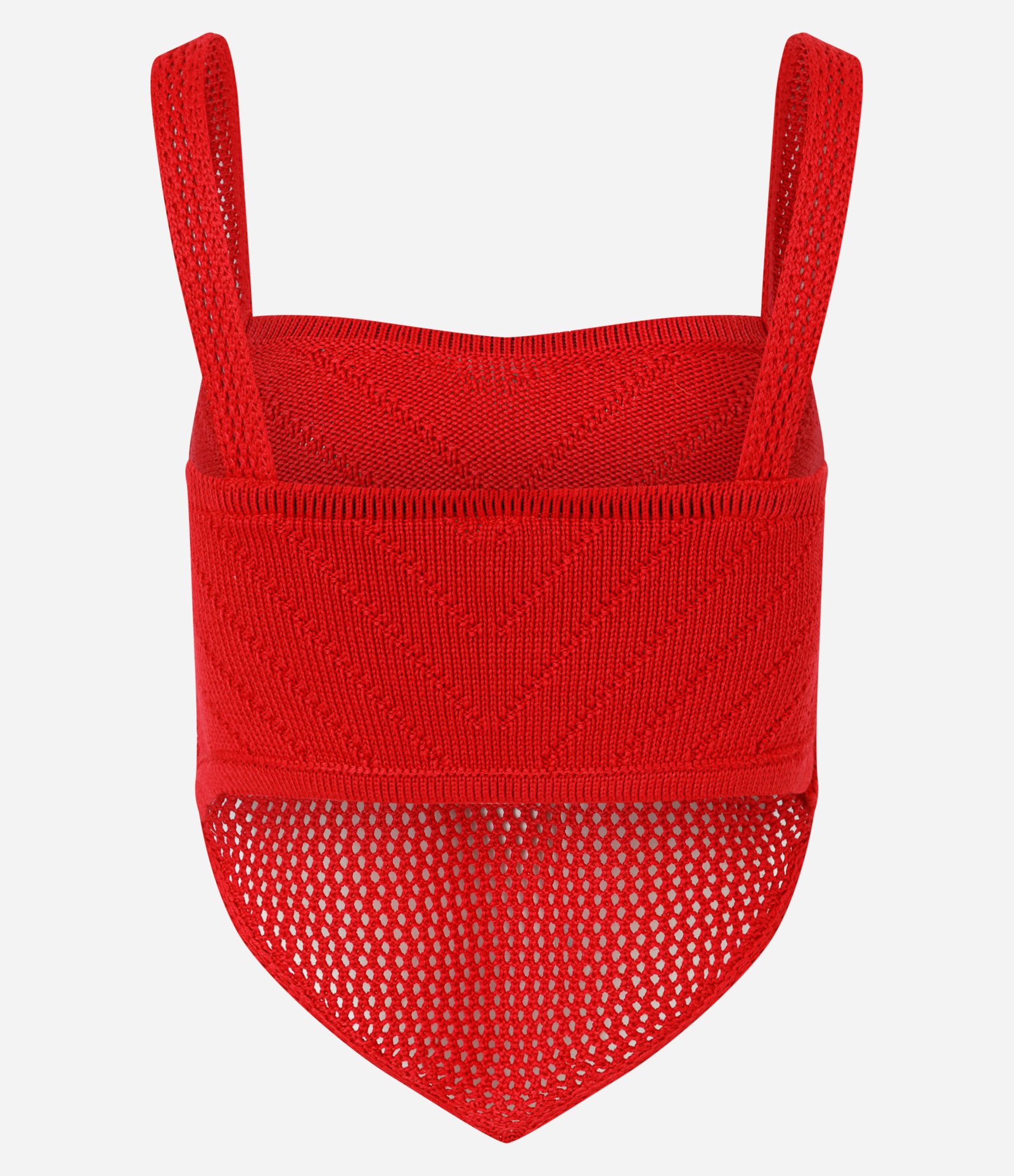 Blusa Cropped em Tricô com Barra de Ponta Vermelho 3
