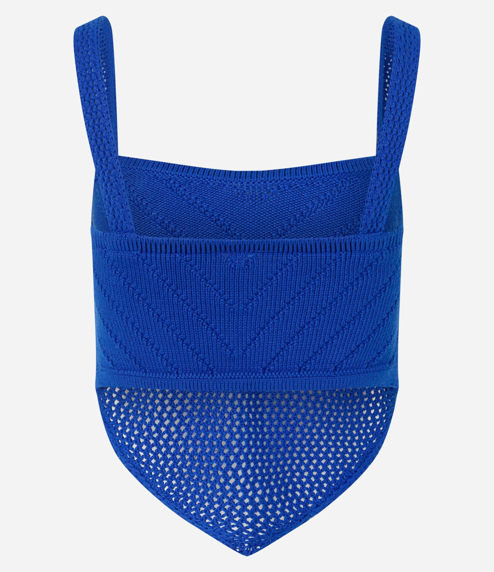 Blusa Cropped em Tricô com Barra de Ponta Azul 3