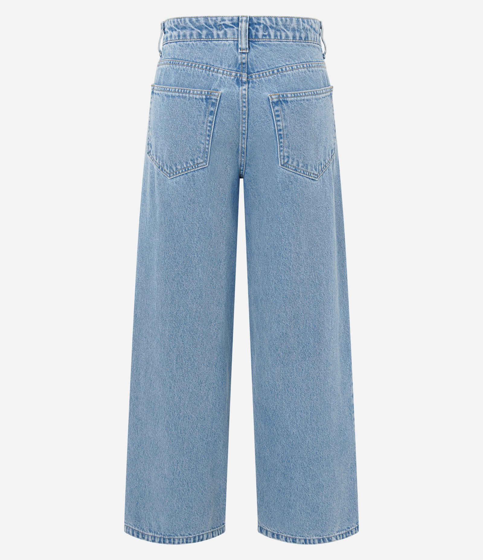 Calça Wide Leg Jeans com Cintura Média e Bordado Floral Azul 7