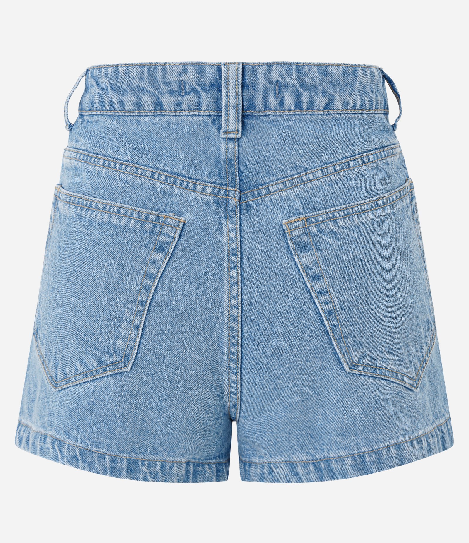 Short em Jeans com Cintura Alta Bordado Floral Azul 5