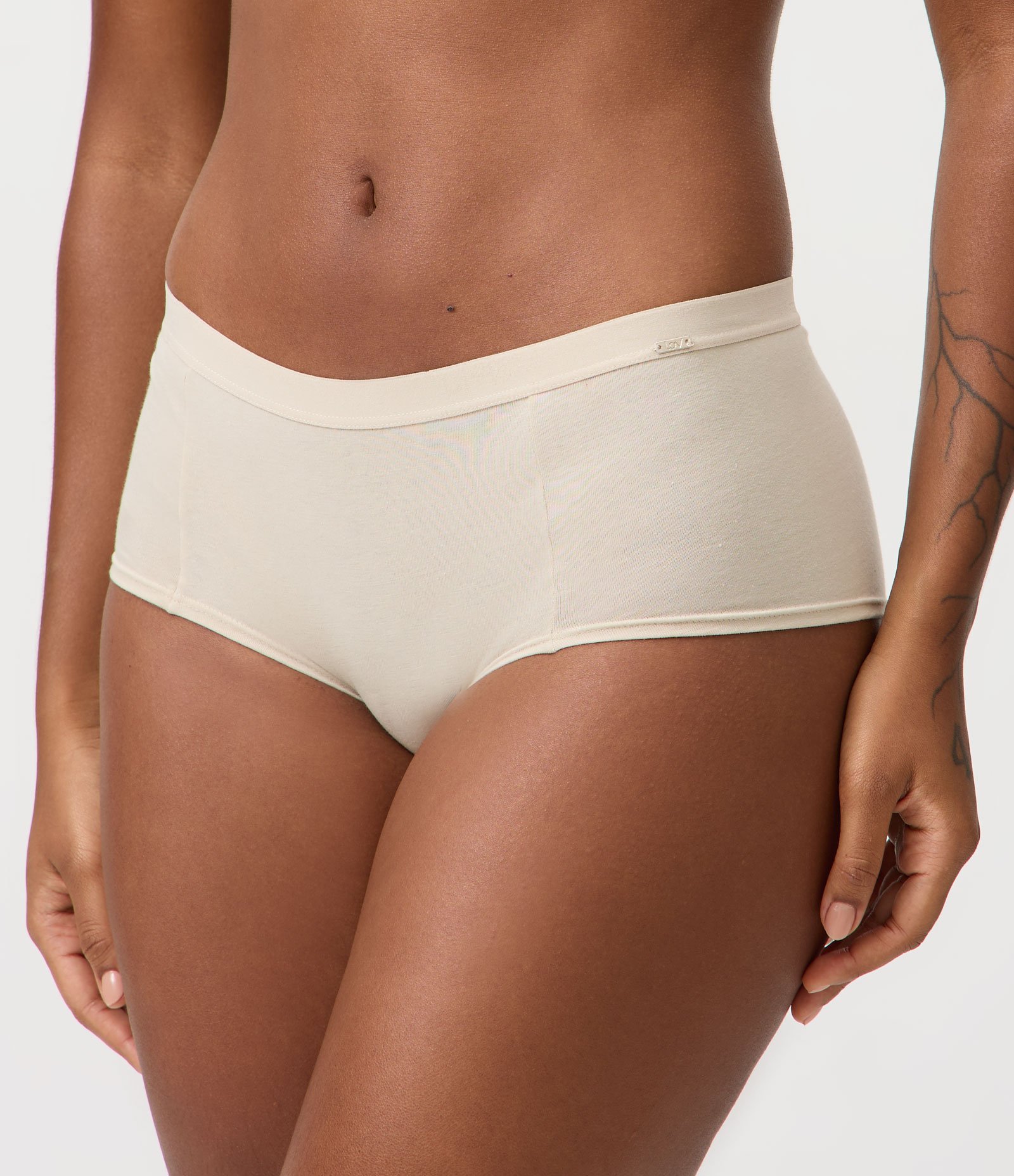 Kit 02 Calcinhas Boyshort em Algodão Bege/Marrom 3