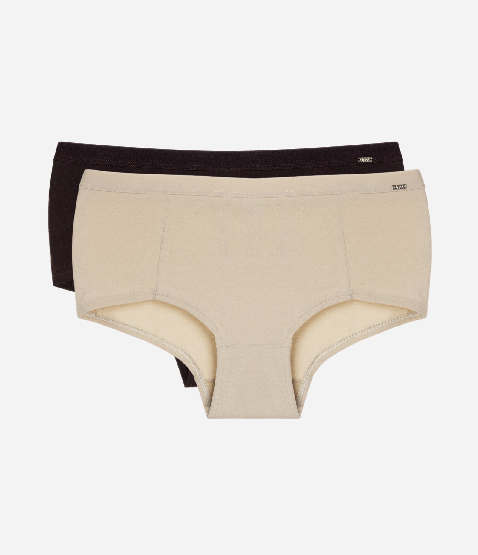 Kit 02 Calcinhas Boyshort em Algodão Bege/Marrom 1