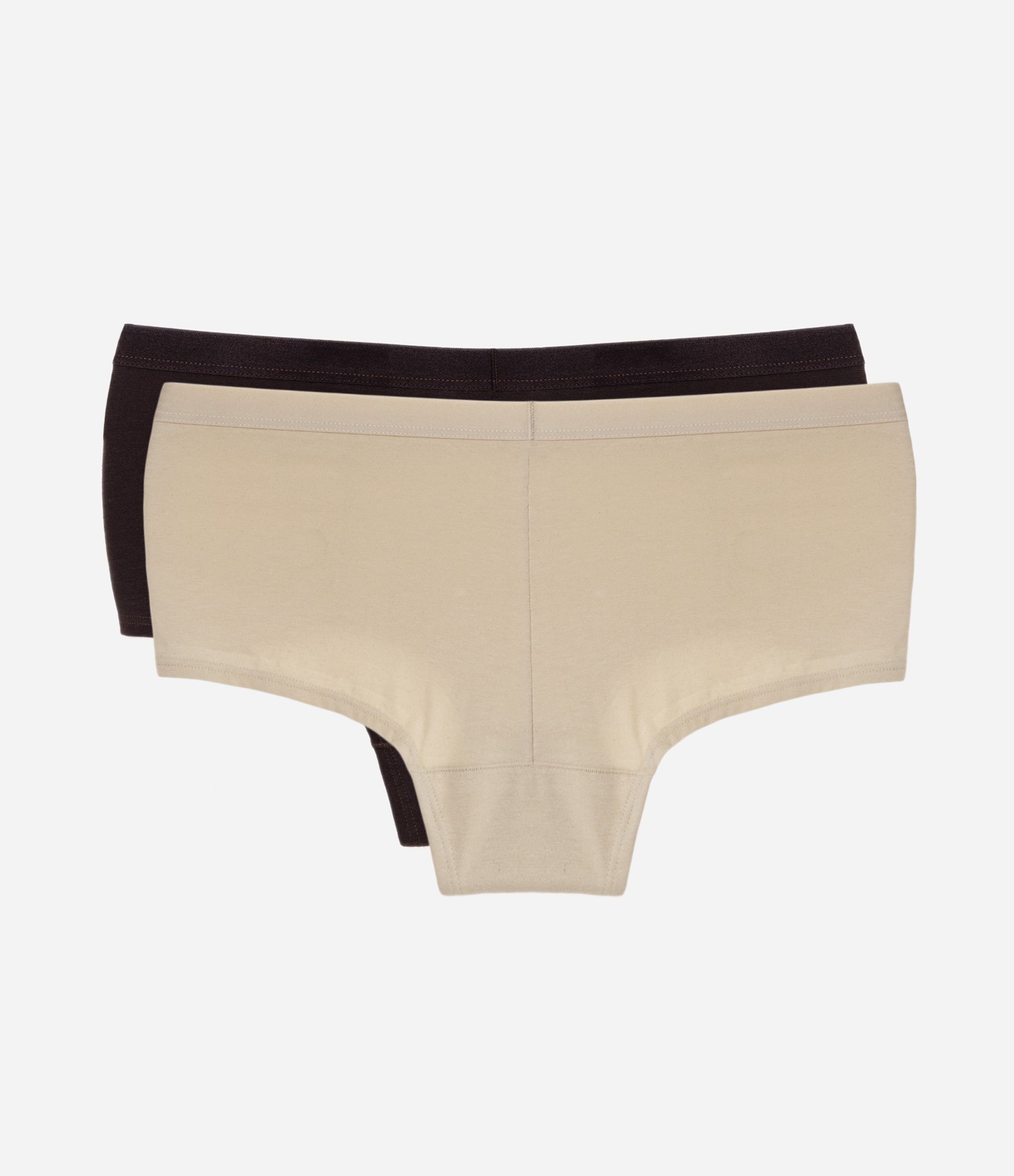 Kit 02 Calcinhas Boyshort em Algodão Bege/Marrom 2